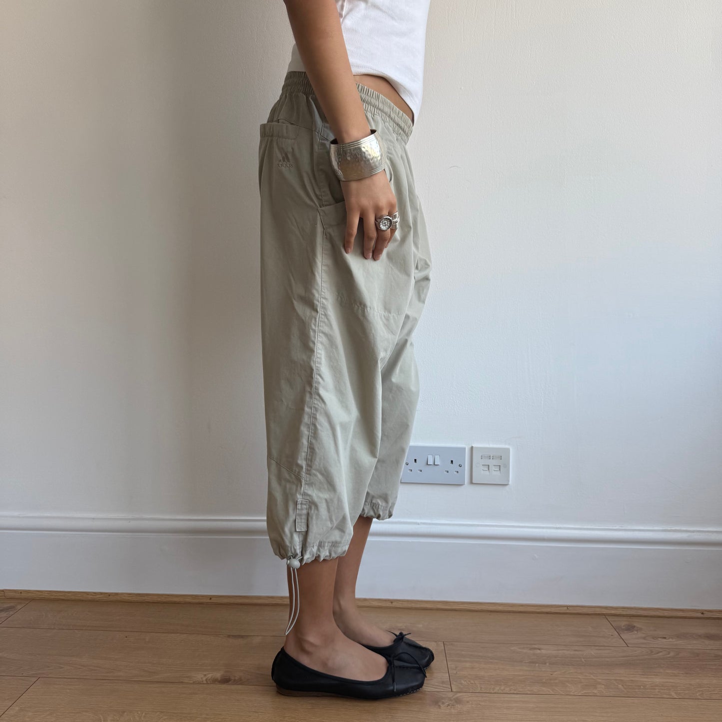 Beige Adidas cargo capris - Size M