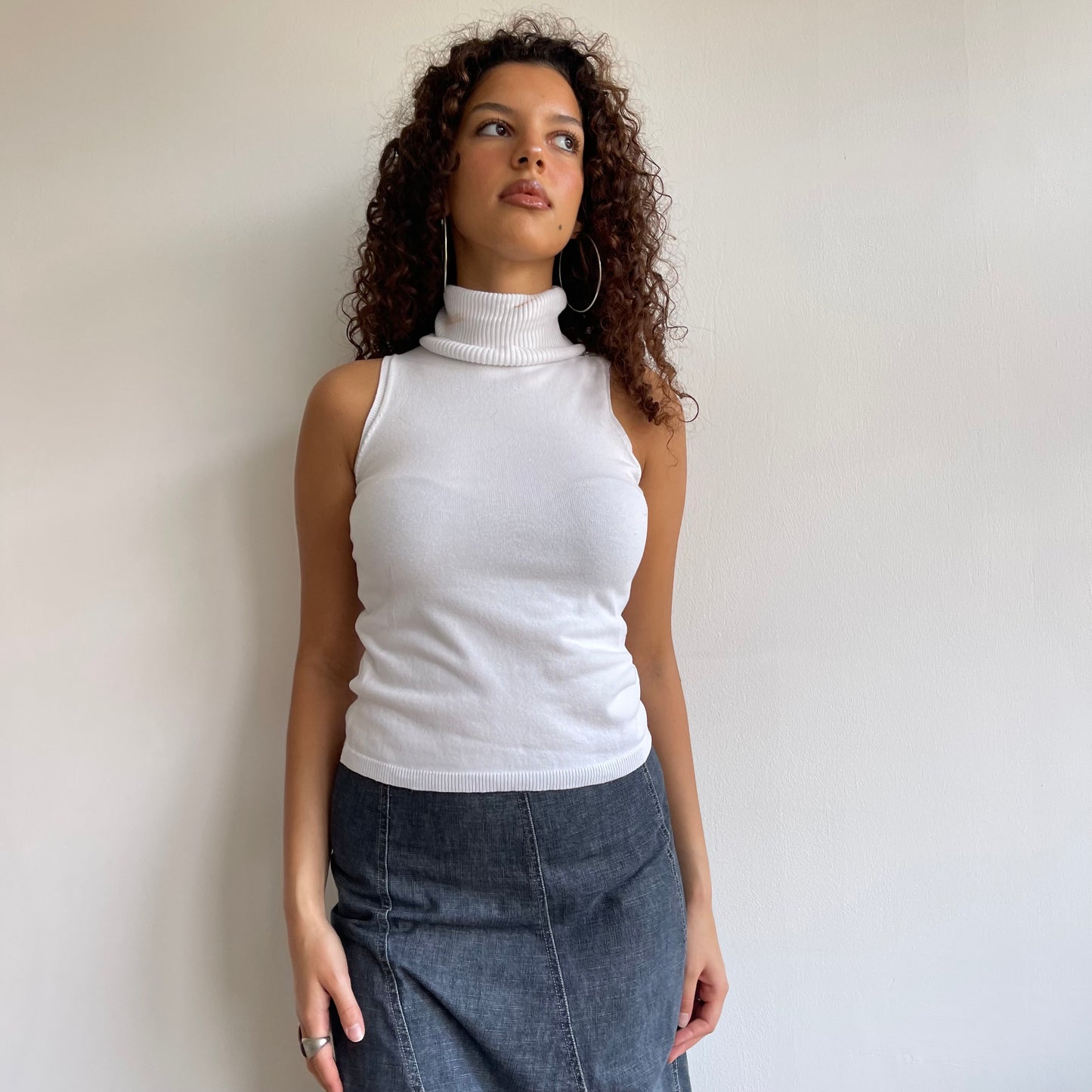 White button roll neck - Size S