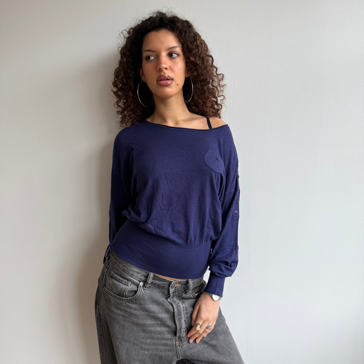 Blue slouchy knit jumper - Size S