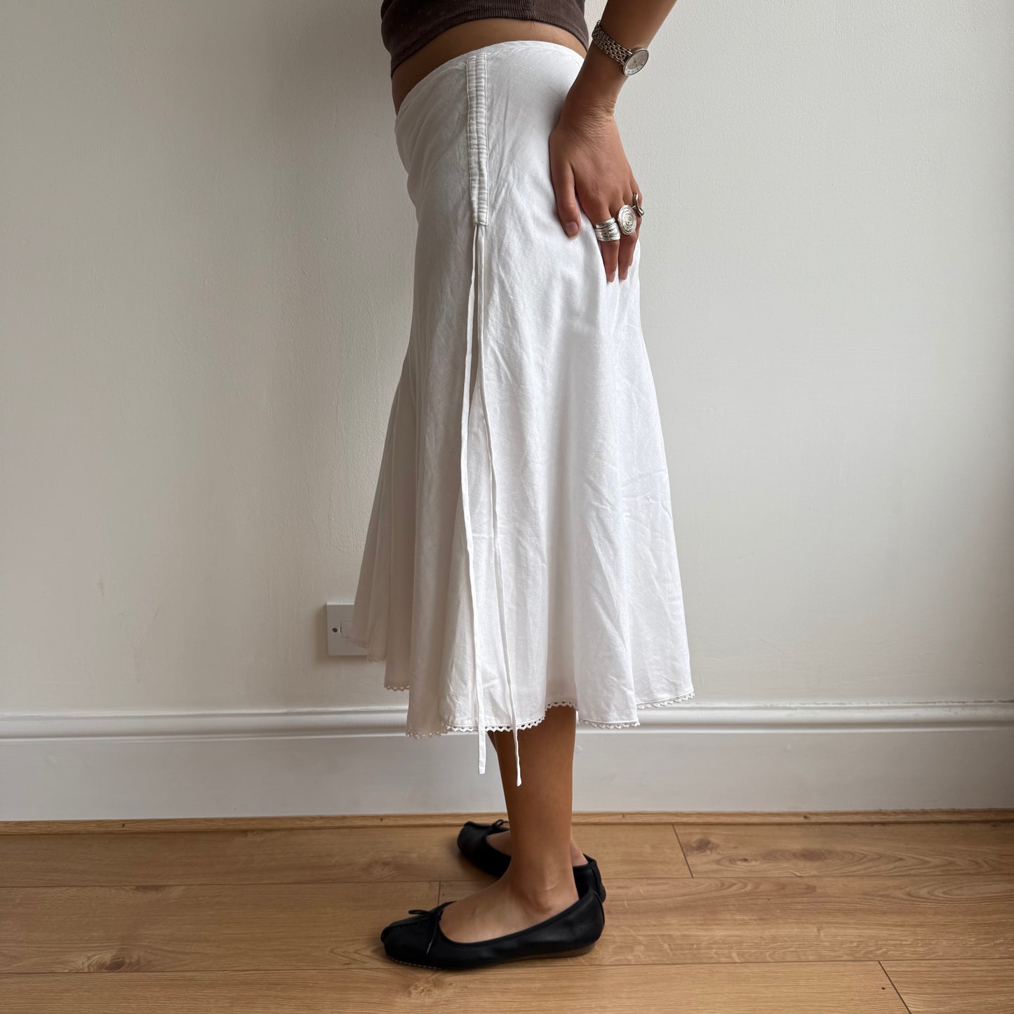White linen ruched skirt - Size S/M