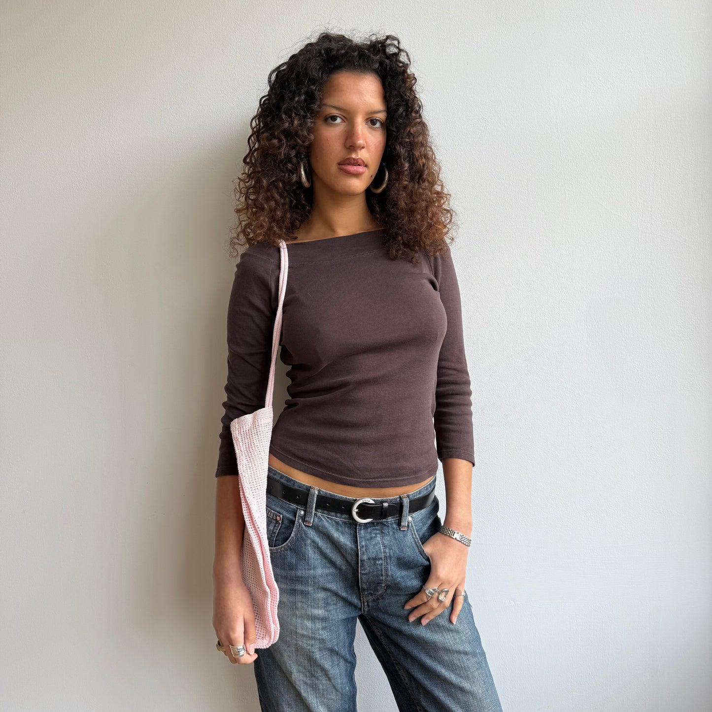 Brown 3/4 sleeve top - Size M