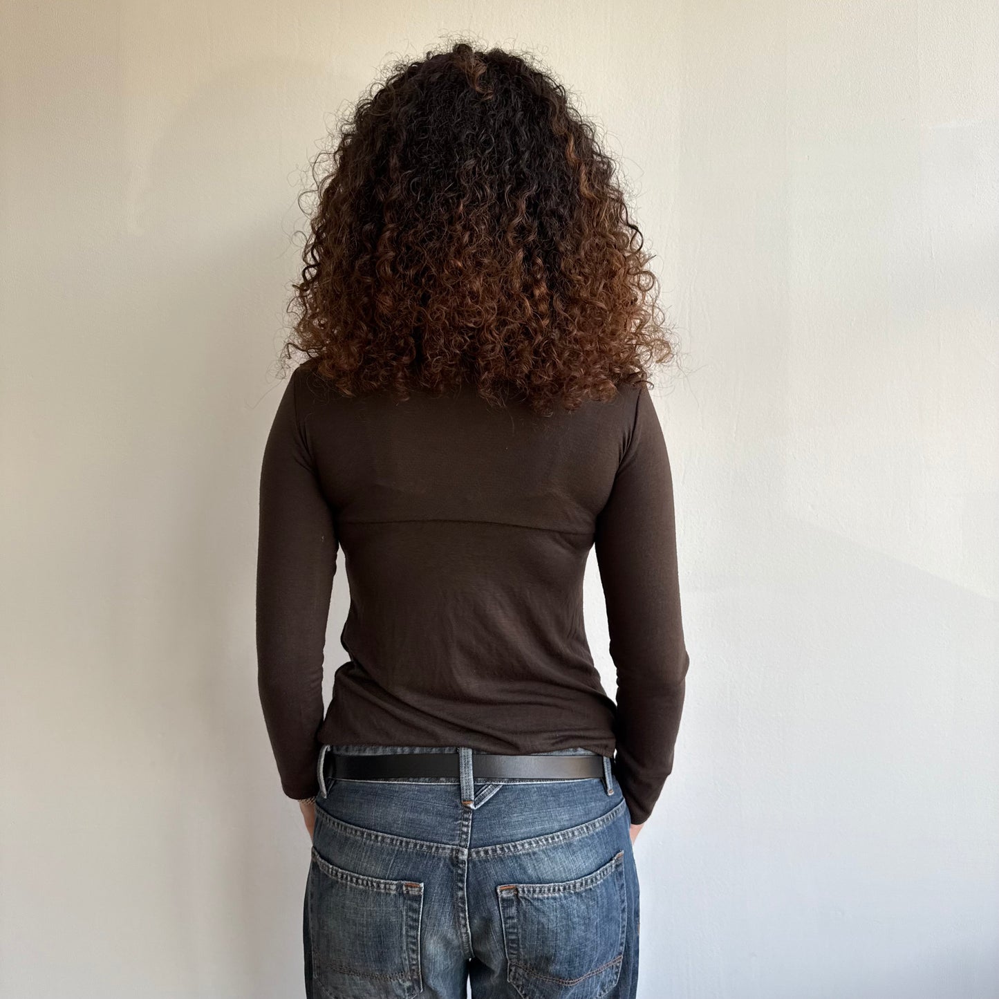 Brown wrap long sleeve top - Size S