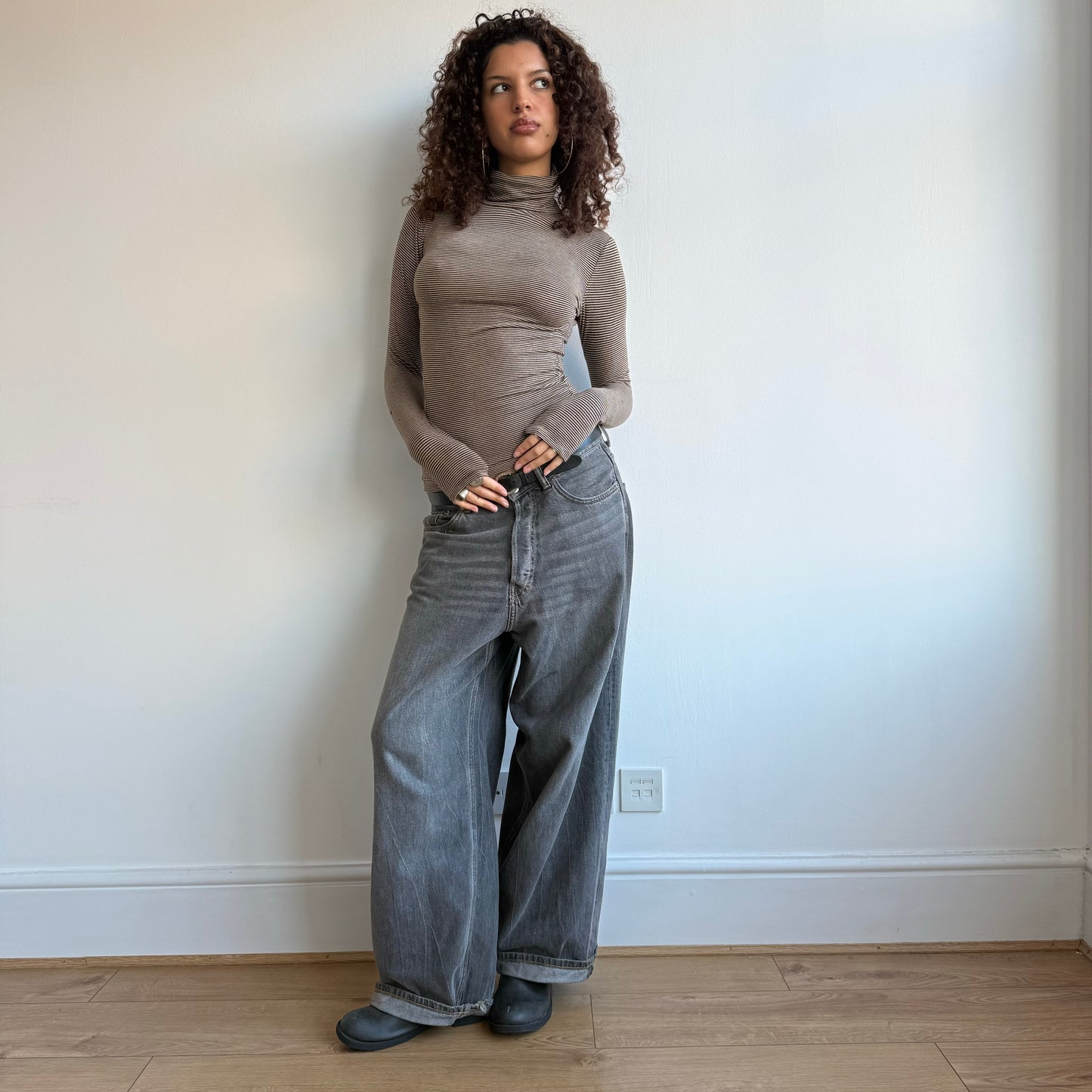 Brown stripe roll neck - Size S