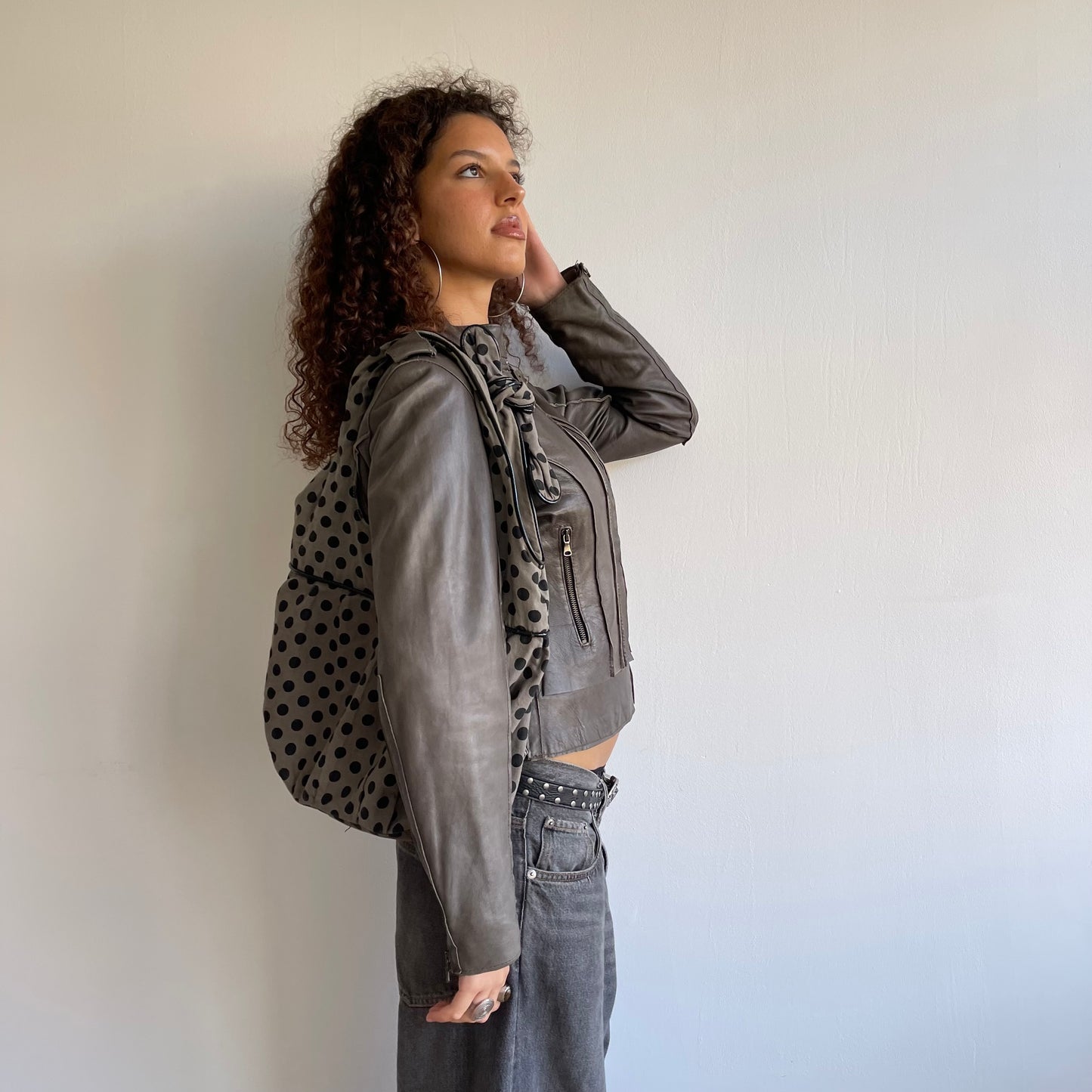 Khaki polka dot bag - OS