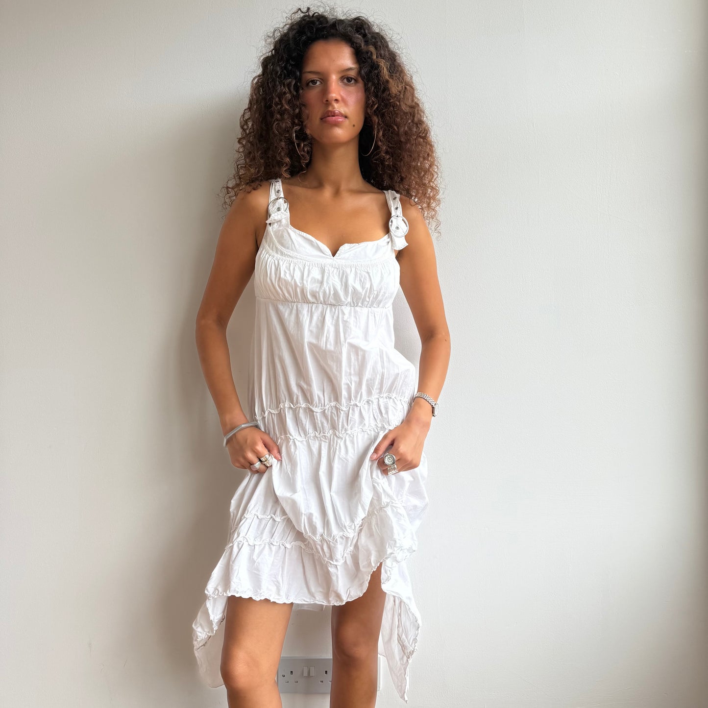 Cop Copine white ruched dress - Size M