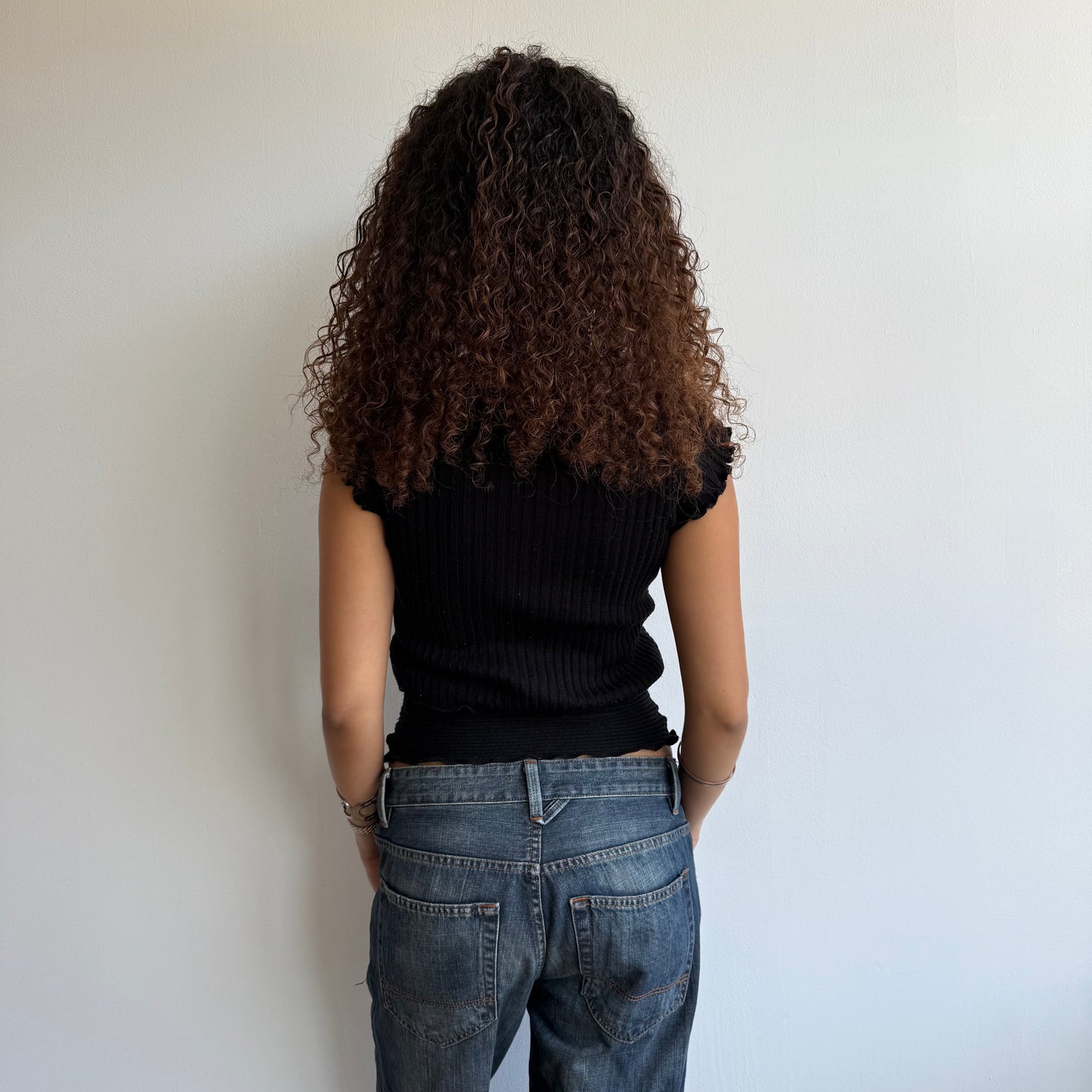 Black short sleeve O-ring knit - Size S