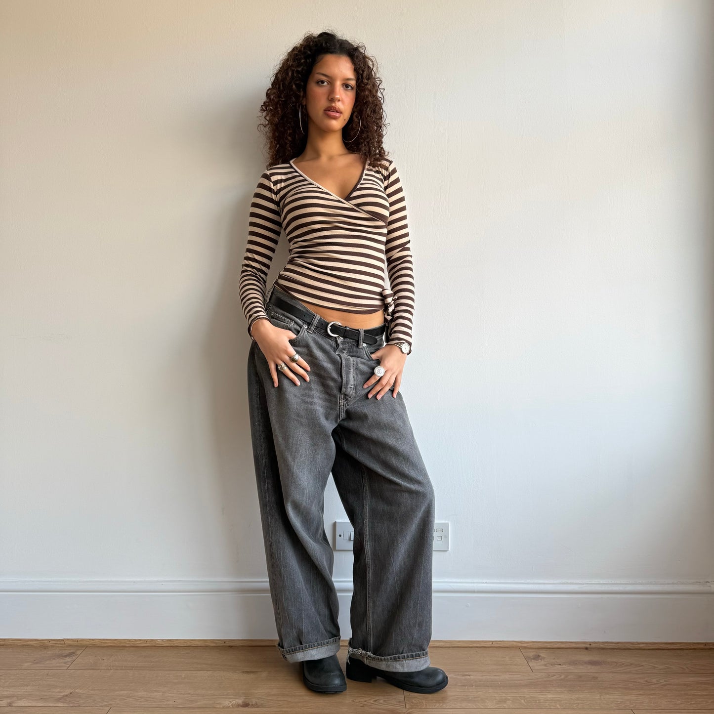 Brown stripe long sleeve - Size S