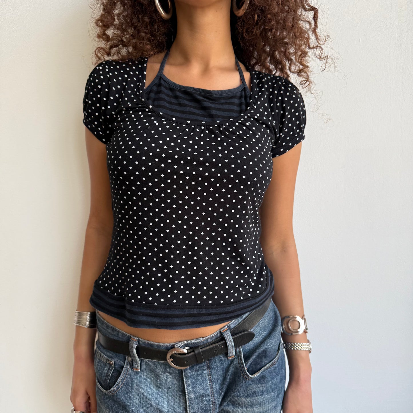 Polka dot striped halter top - Size S