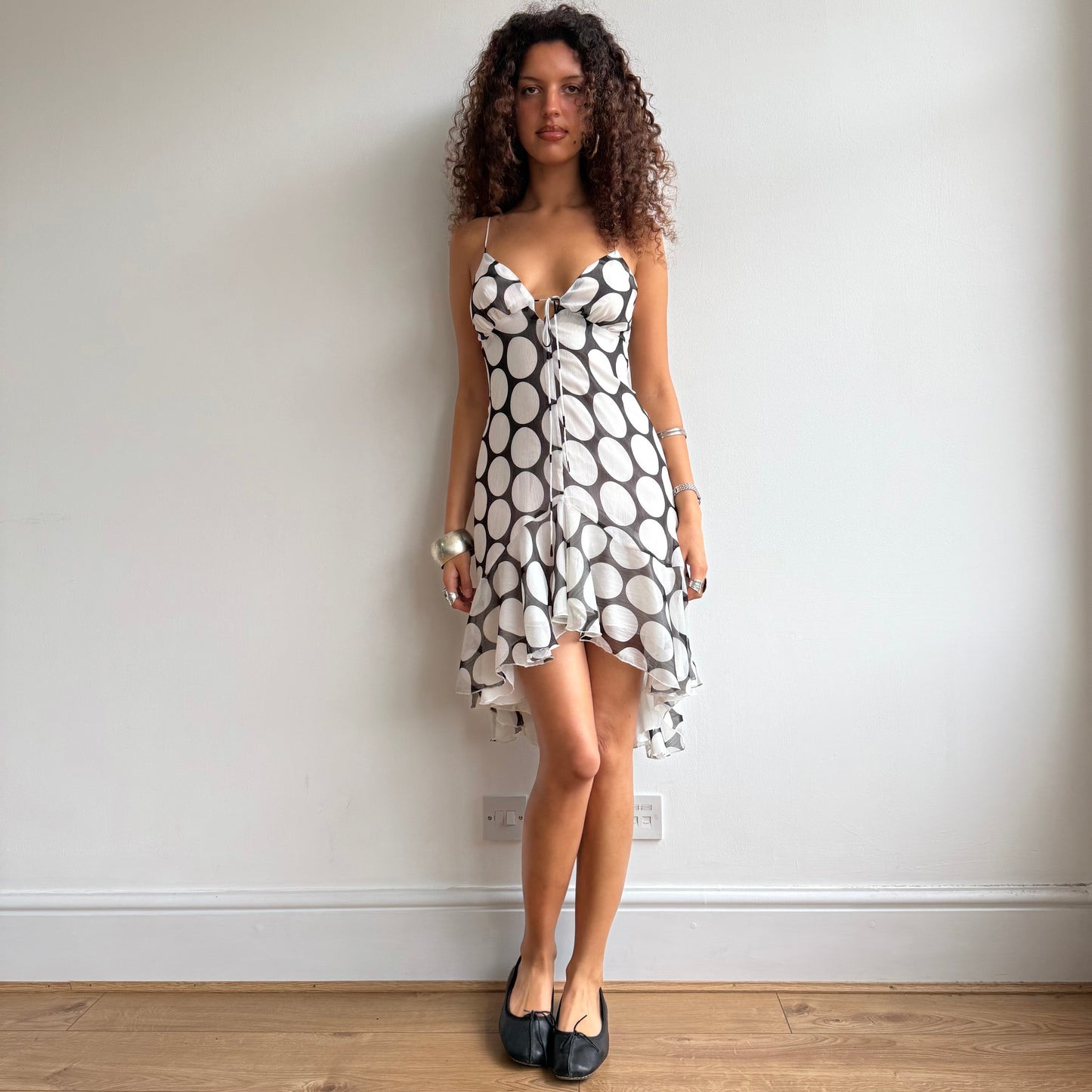 Polka dot chiffon dress - Size S