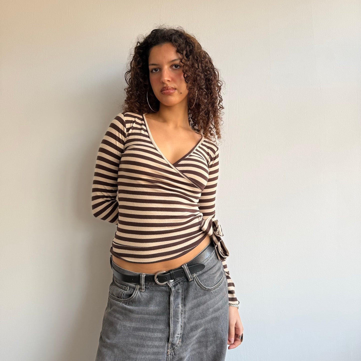 Brown stripe long sleeve - Size S