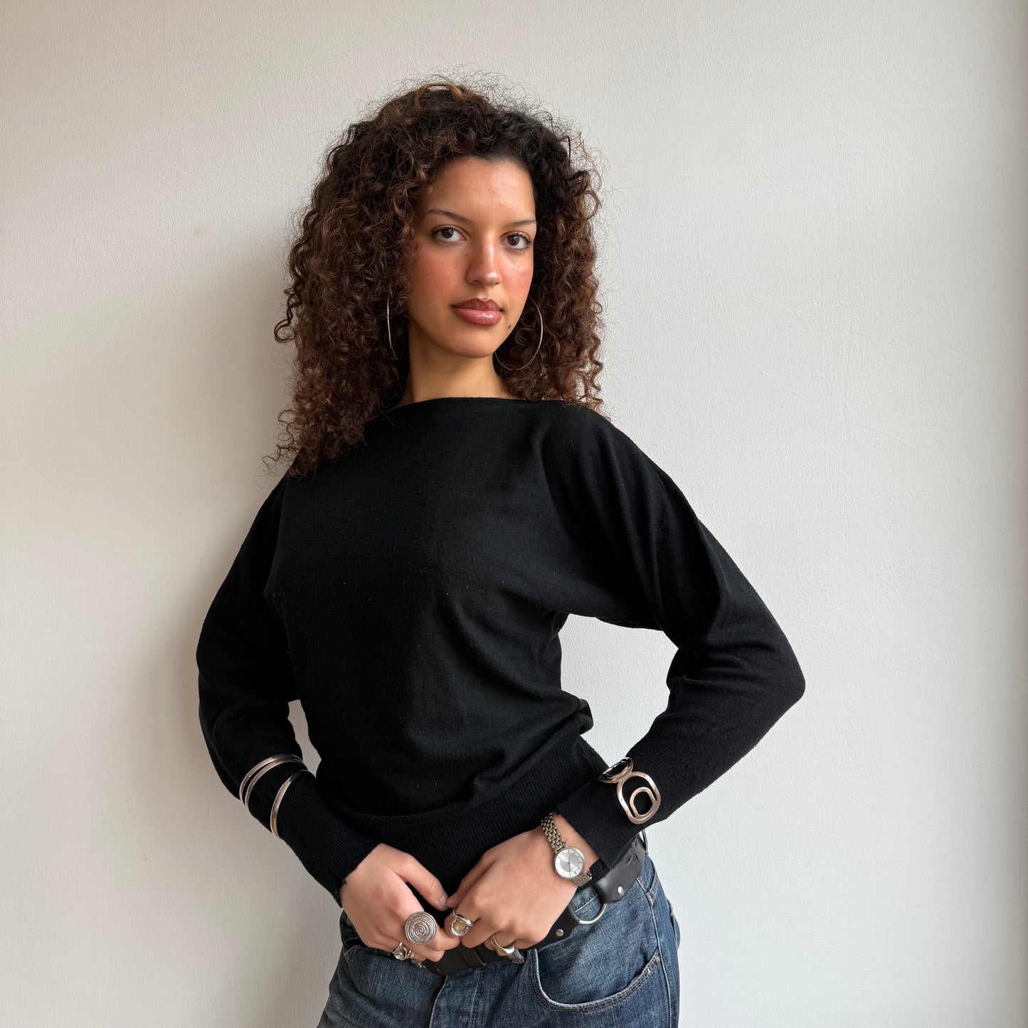 Black slouchy knit (4) - Size S
