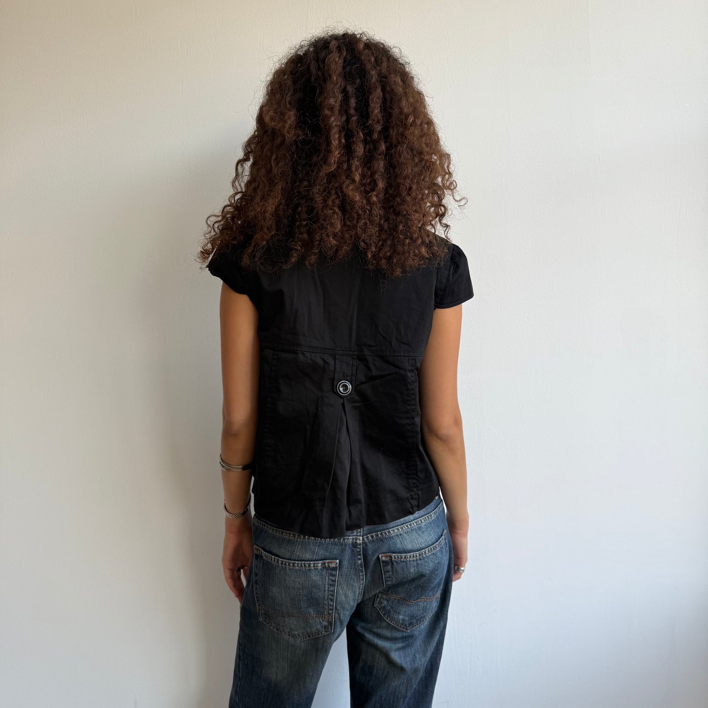 Black short sleeve peacoat - Size M