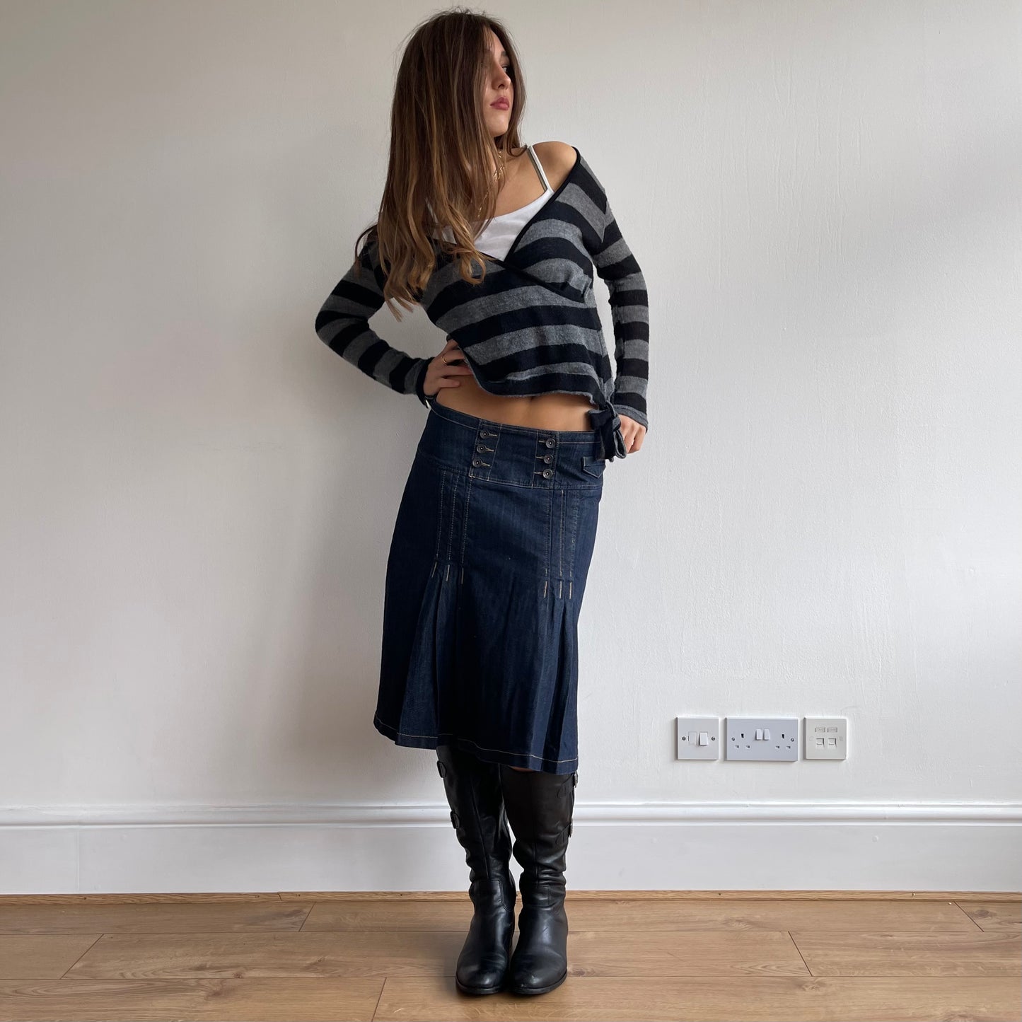 Black grey stripe ballet knit - Size M