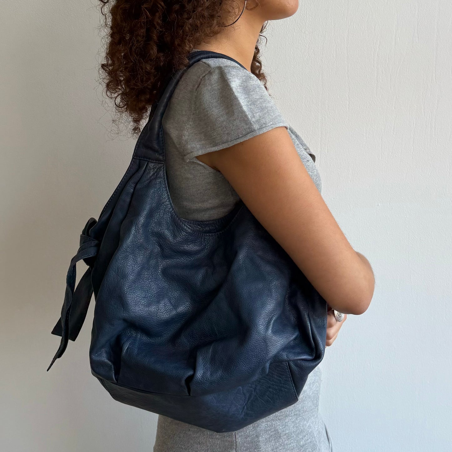 Blue leather bag
