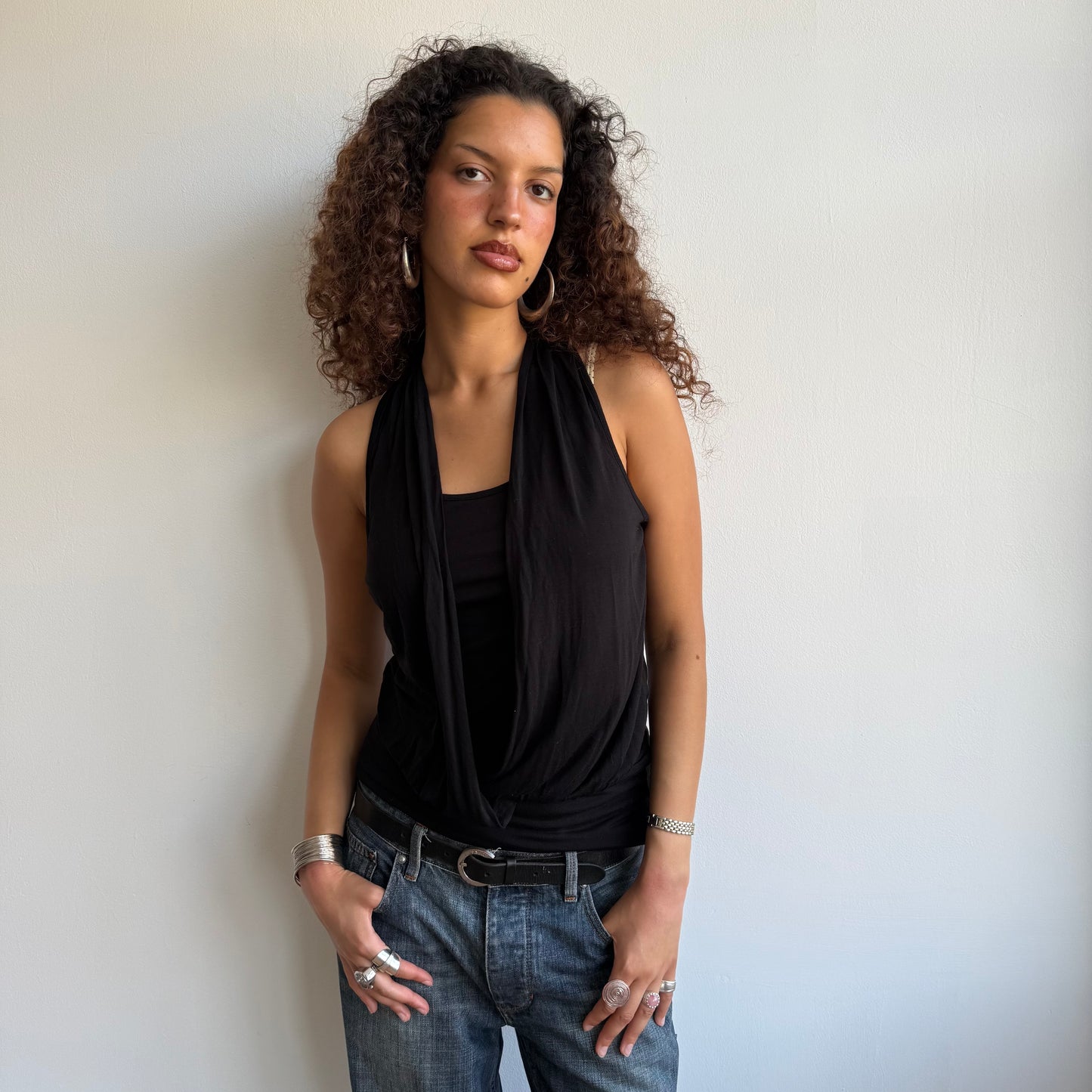 Black 2in1 halter top - Size M