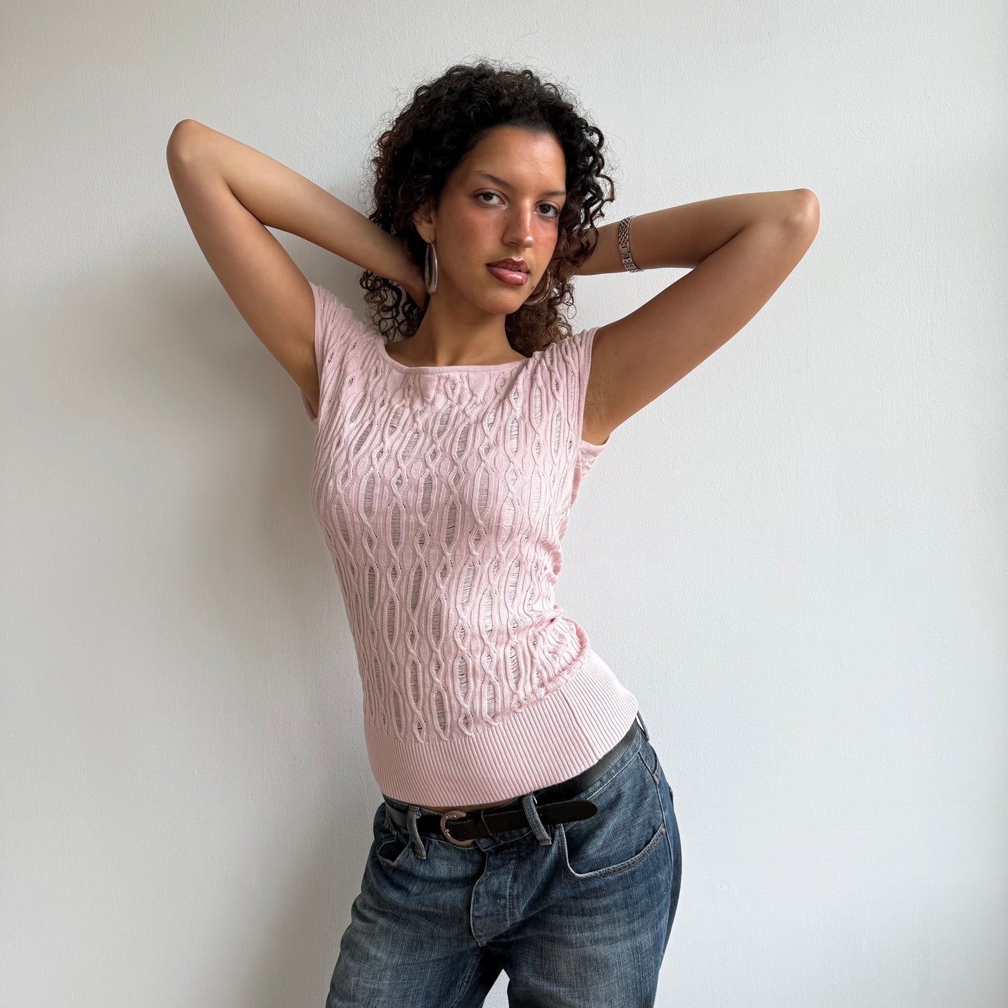 Pink bardot button knit - Size S
