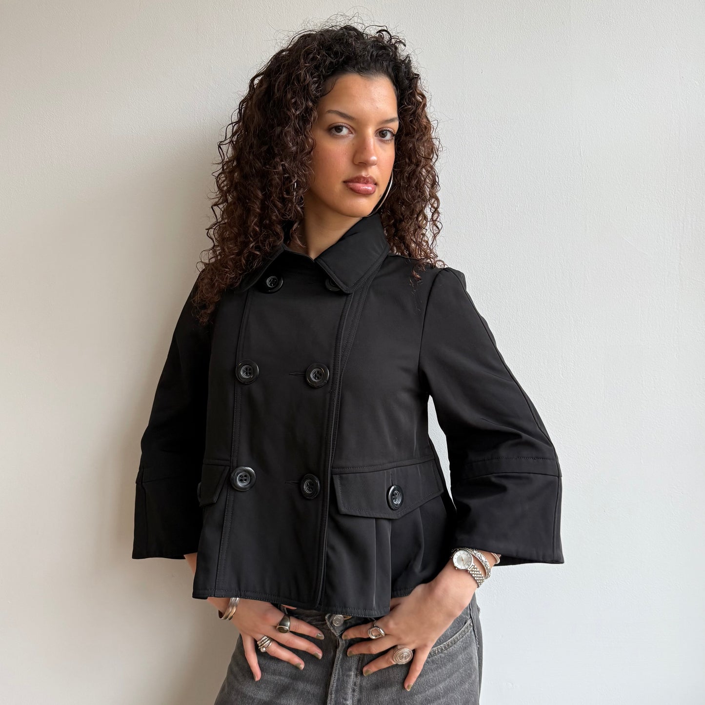 Black peacoat trench - Size S