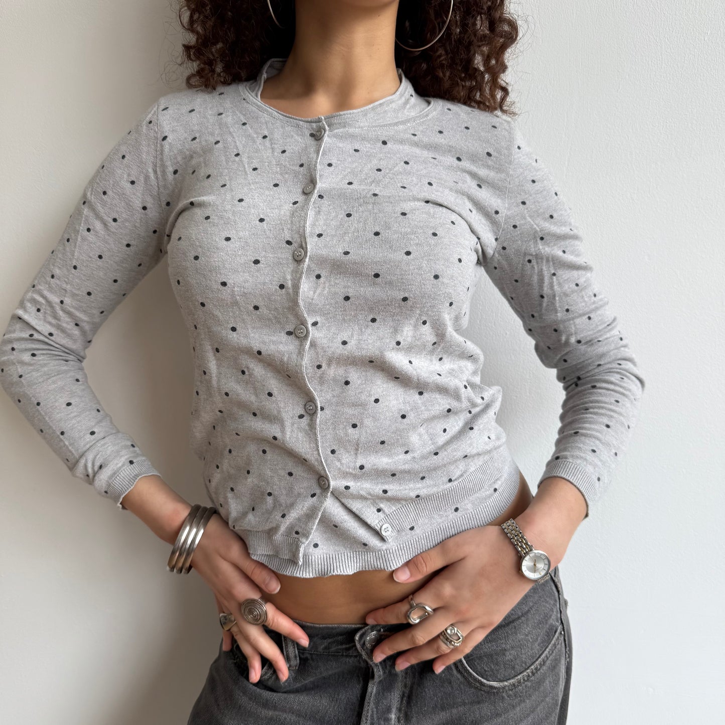 Grey polka dot twin set - Size S