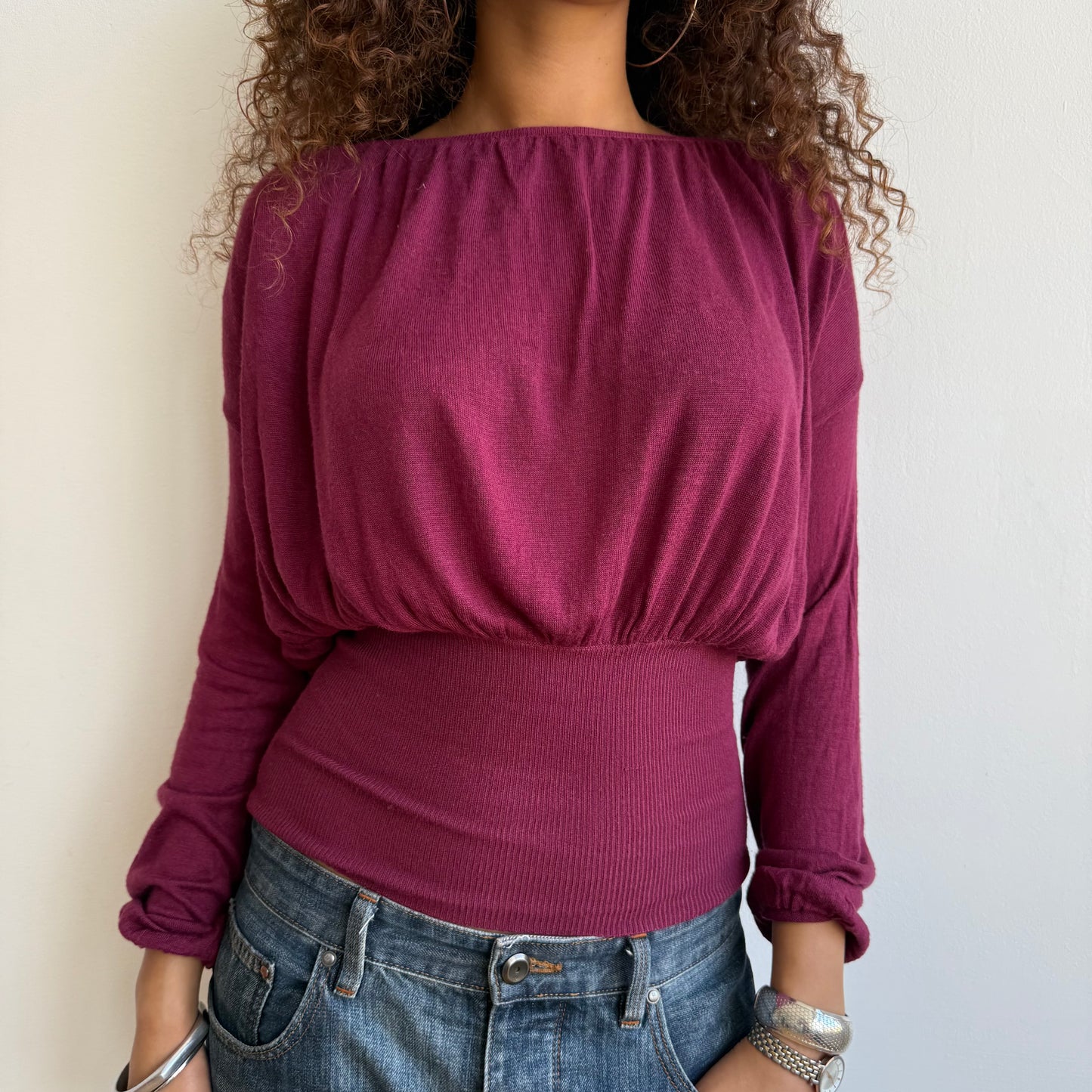 Burgundy slouchy keyhole knit - Size S