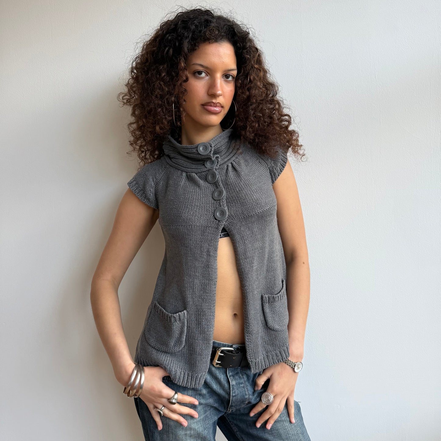 Grey open front Cardi - Size S