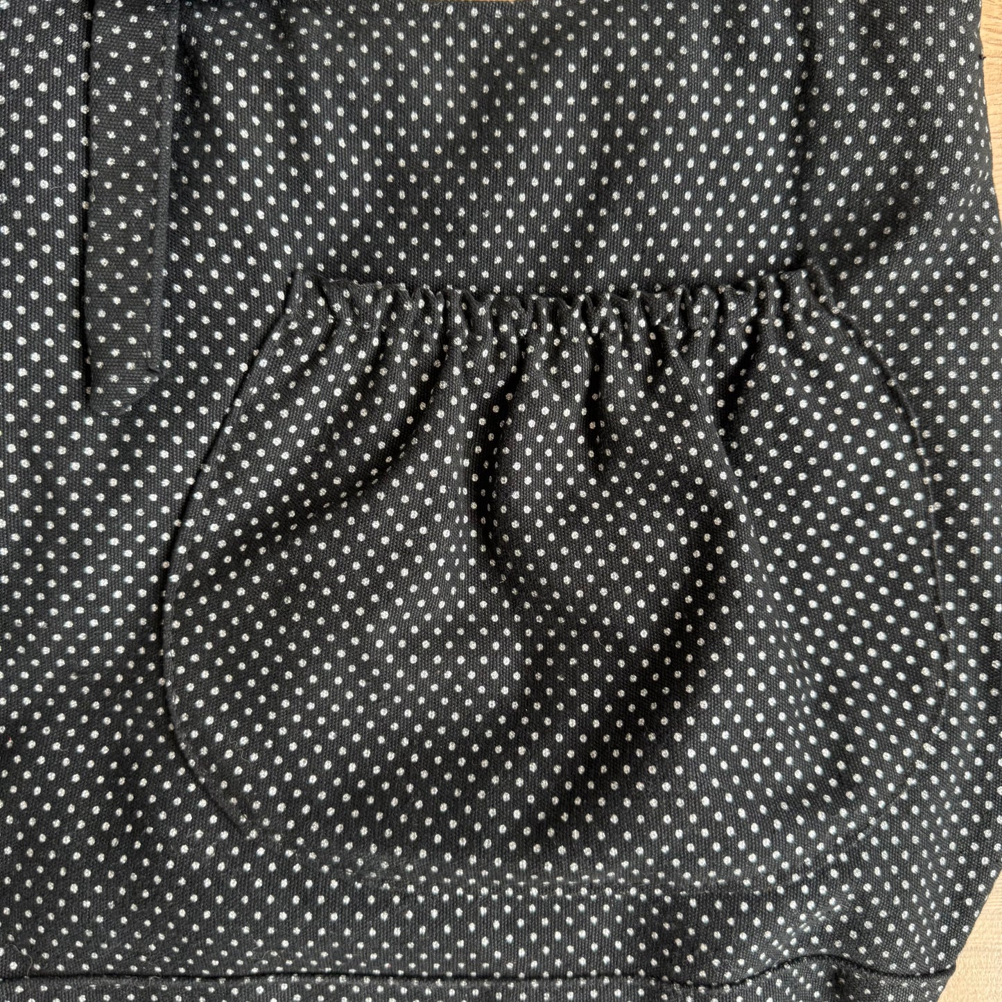 Black polka dot tote bag