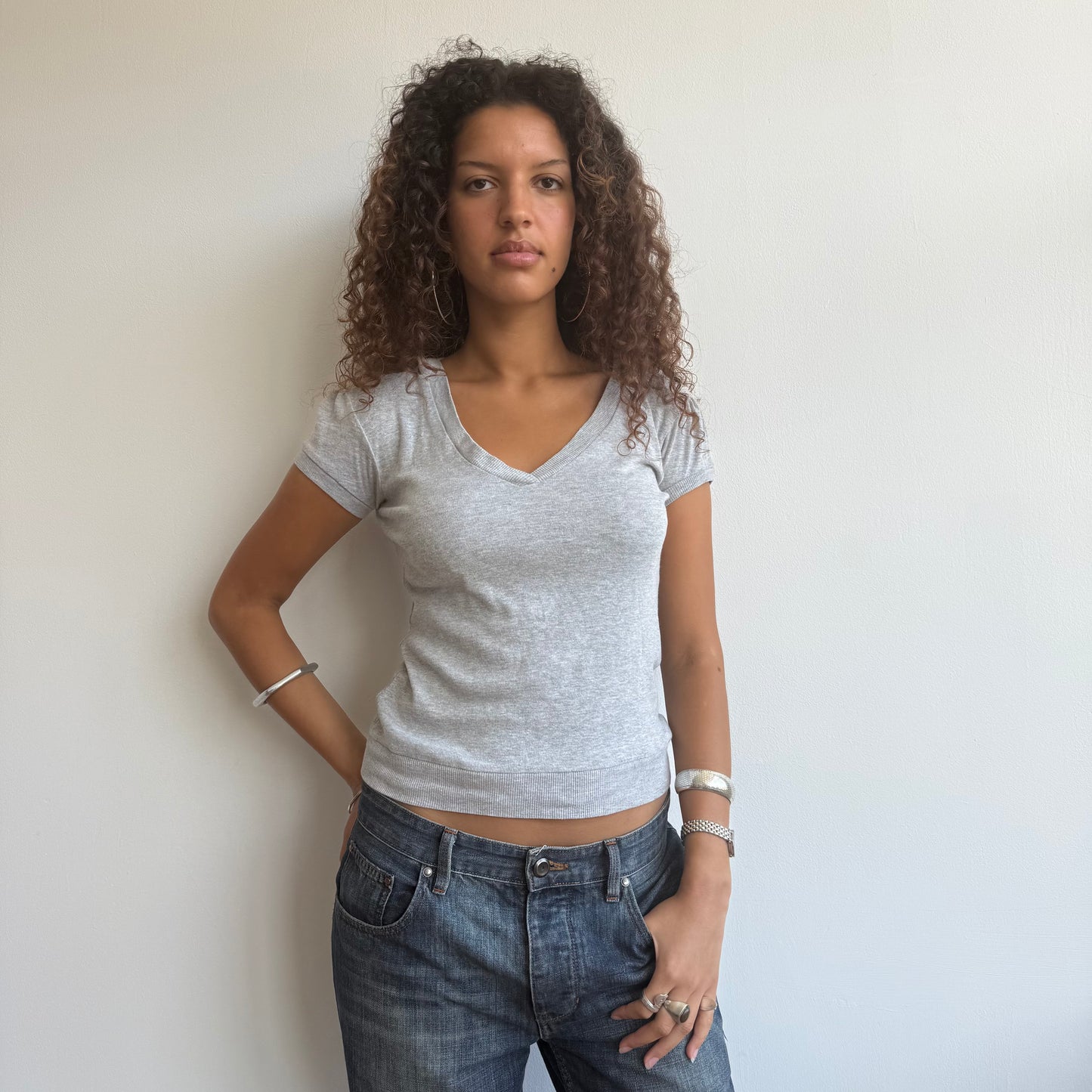 Grey hooded t-shirt - Size S + M