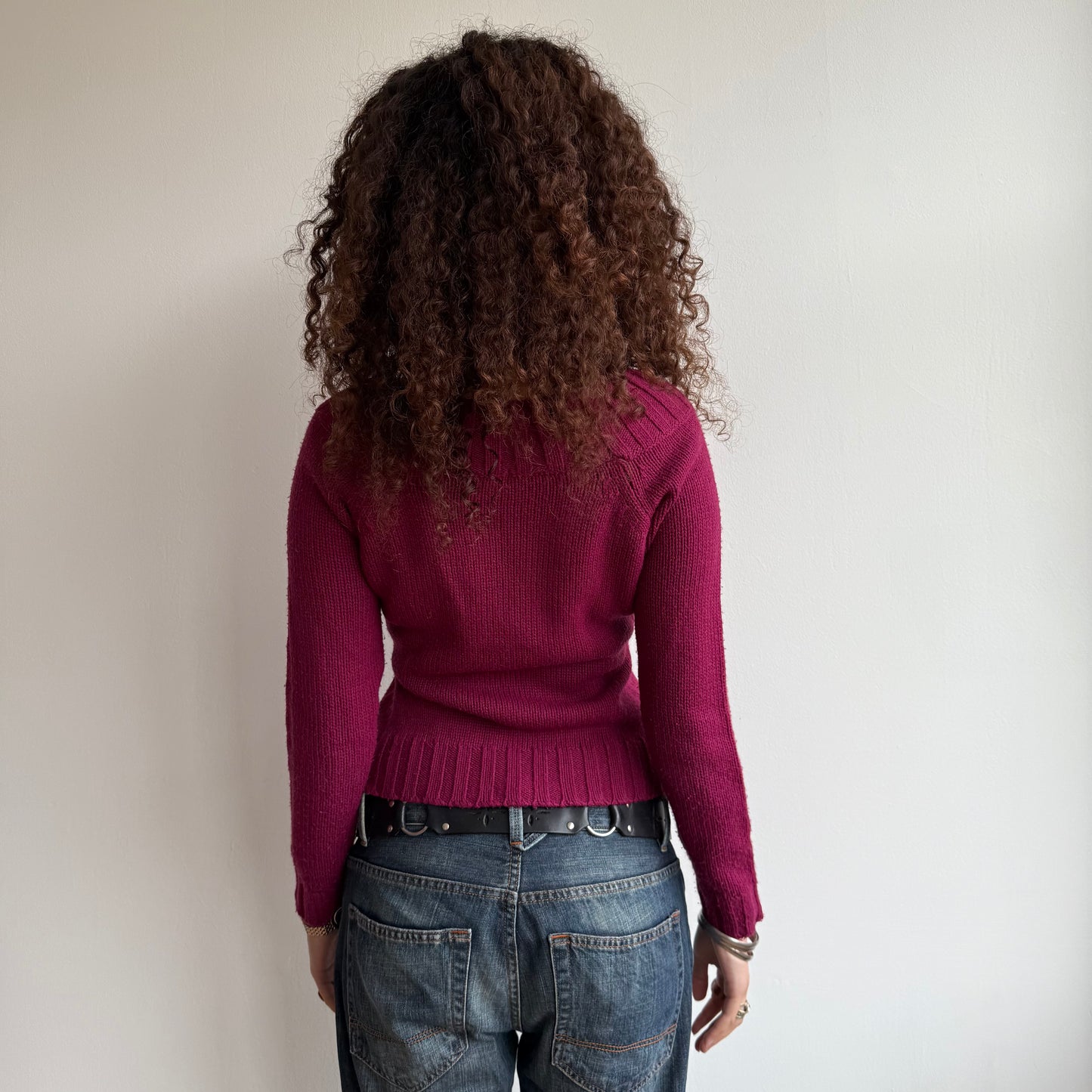 Fuschia Bardot knit - Size S