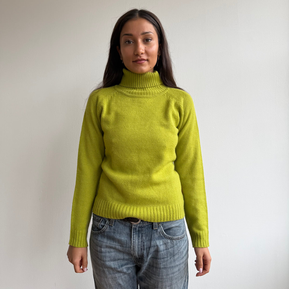 Green chunky knit roll neck - Size M