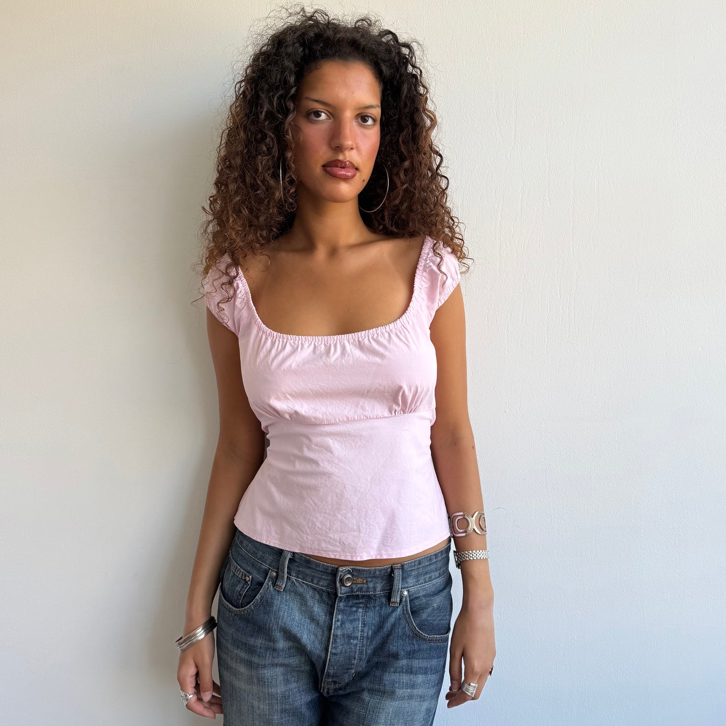 Pink milkmaid backless top - Size S