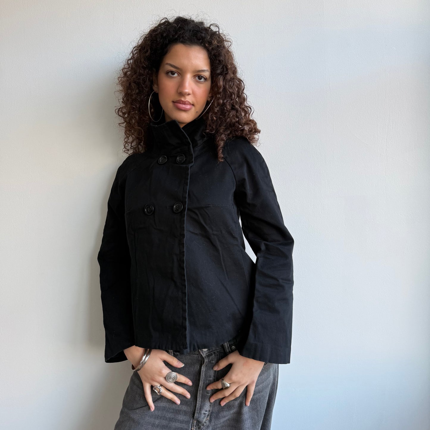 Black double breasted peacoat - Size S