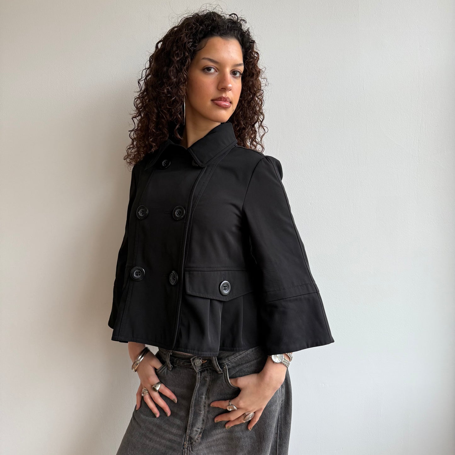 Black peacoat trench - Size S