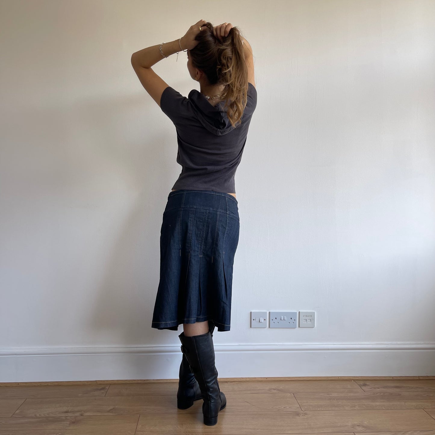 Denim pleat midi skirt - Size S/M