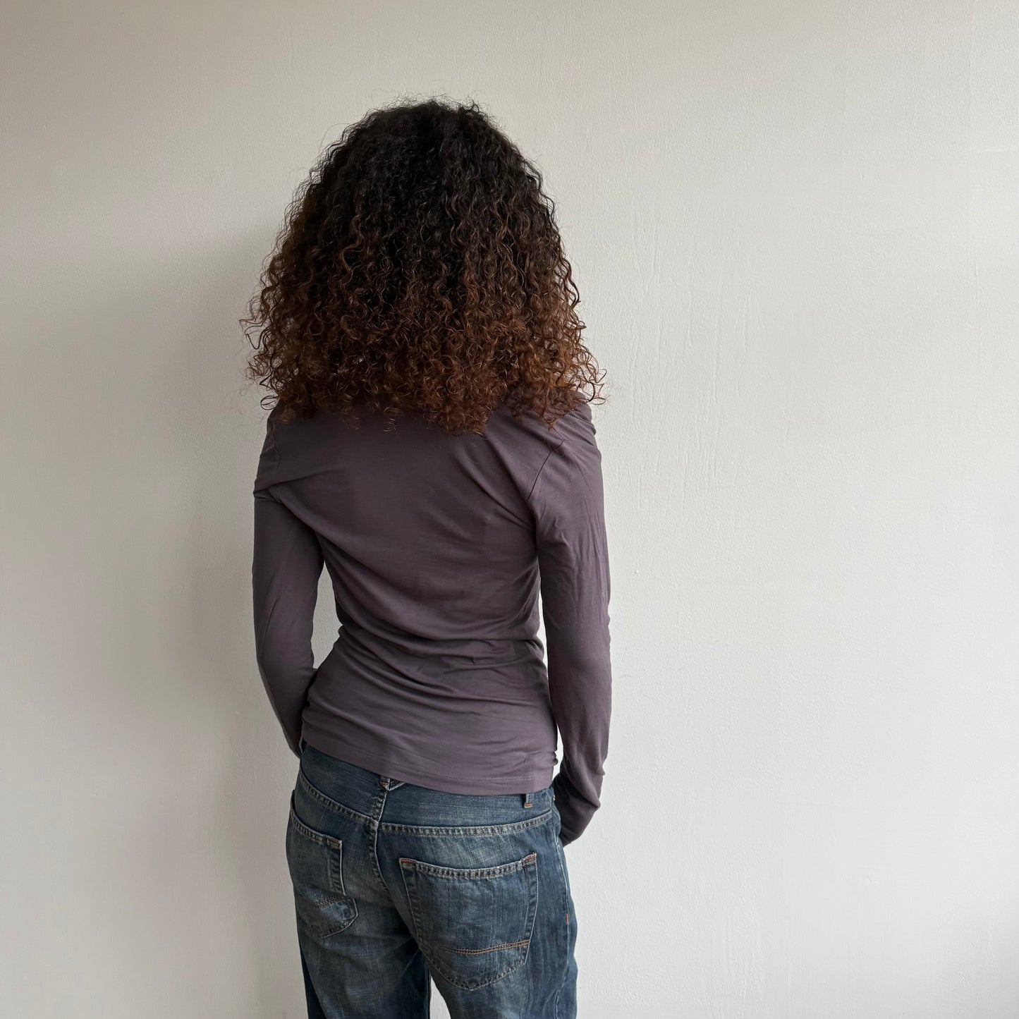 Grey slouchy long sleeve top - Size S/M