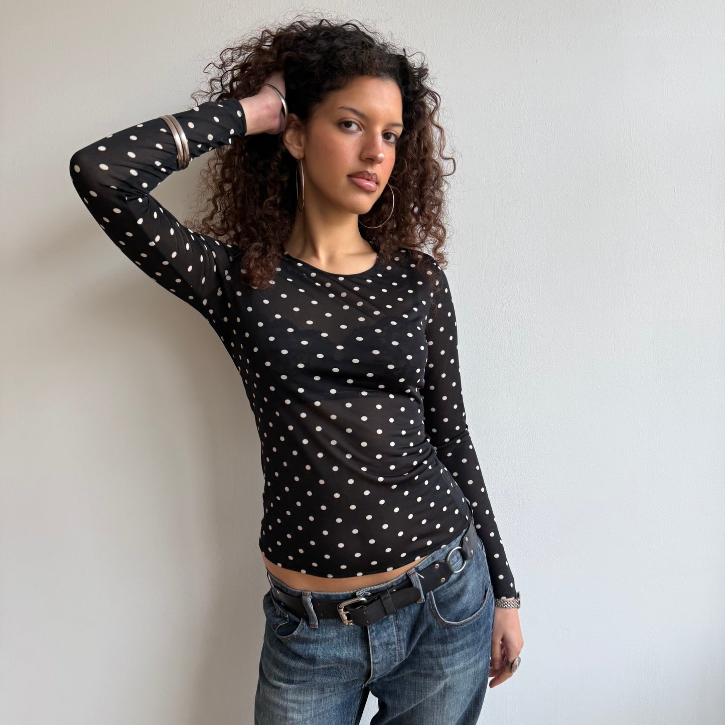 Polka dot mesh top - Size S