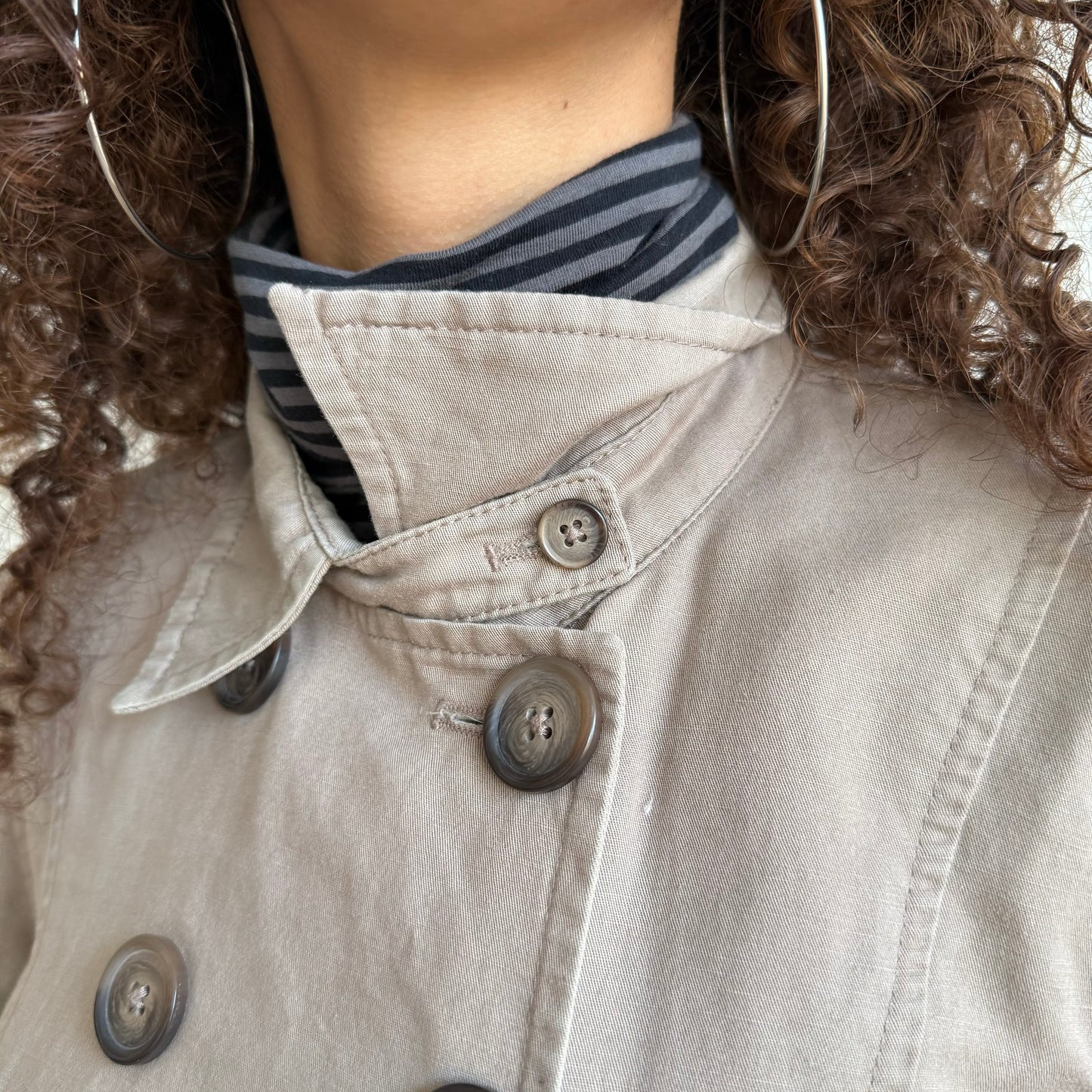 Beige moto peacoat - Size S