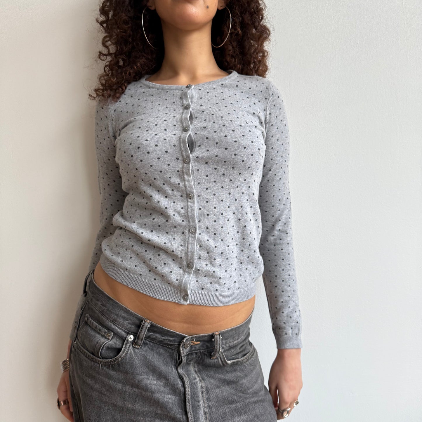 Grey polka dot cardi - Size S