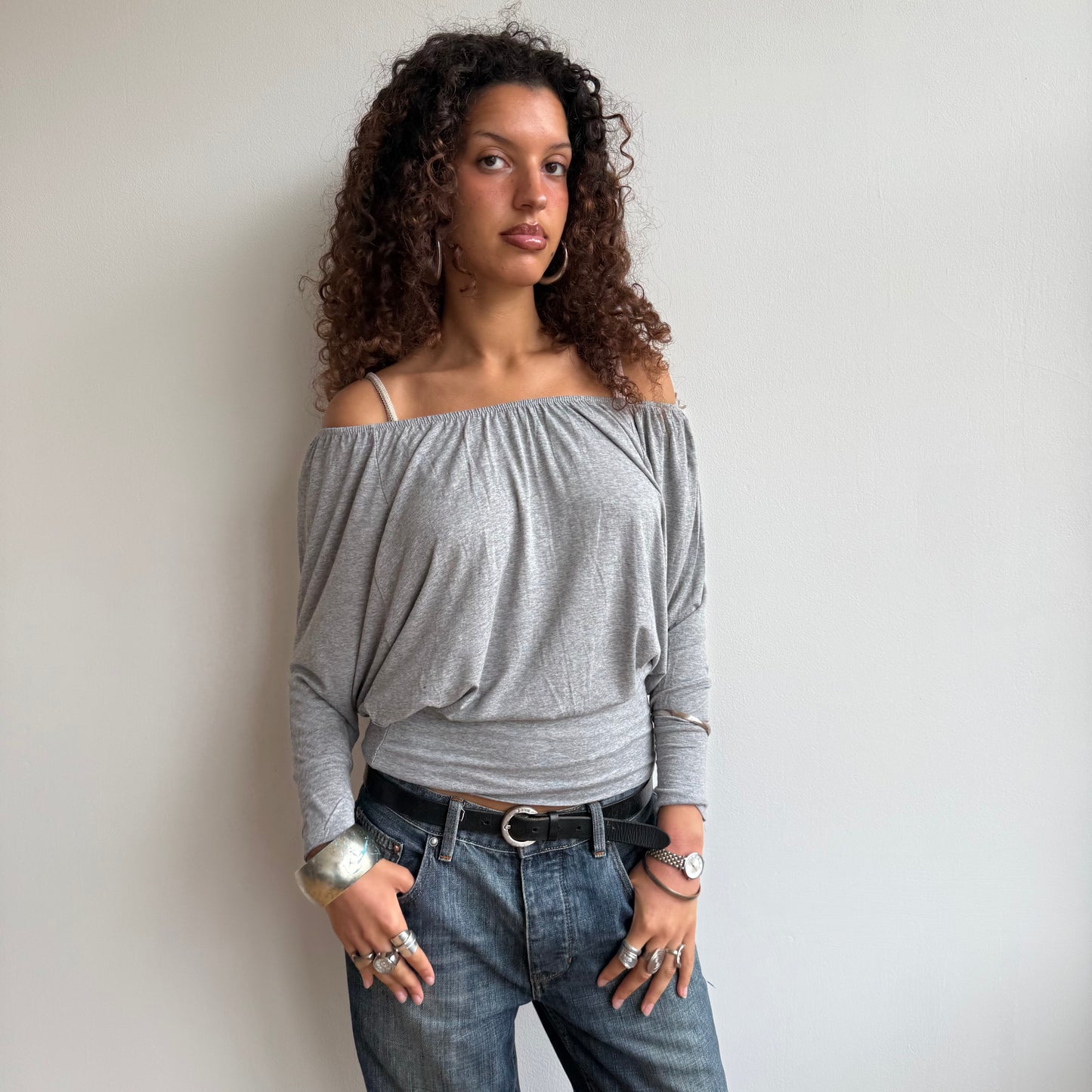 Grey slouchy top - Size M