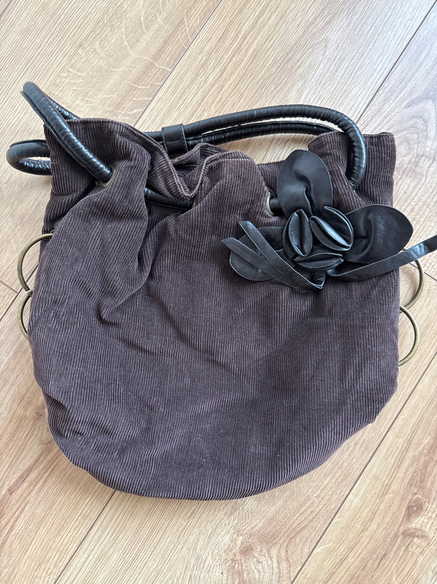 Brown cord flower bag - OS