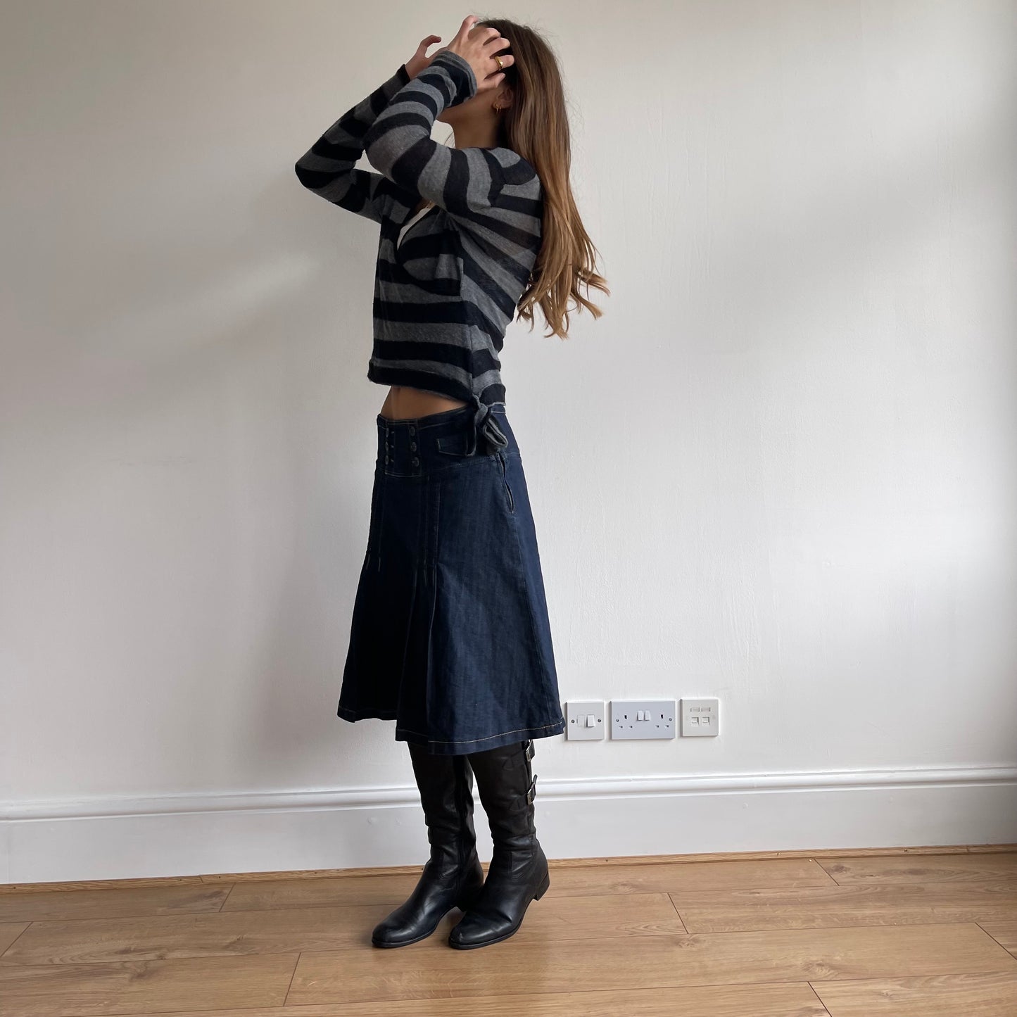 Black grey stripe ballet knit - Size M