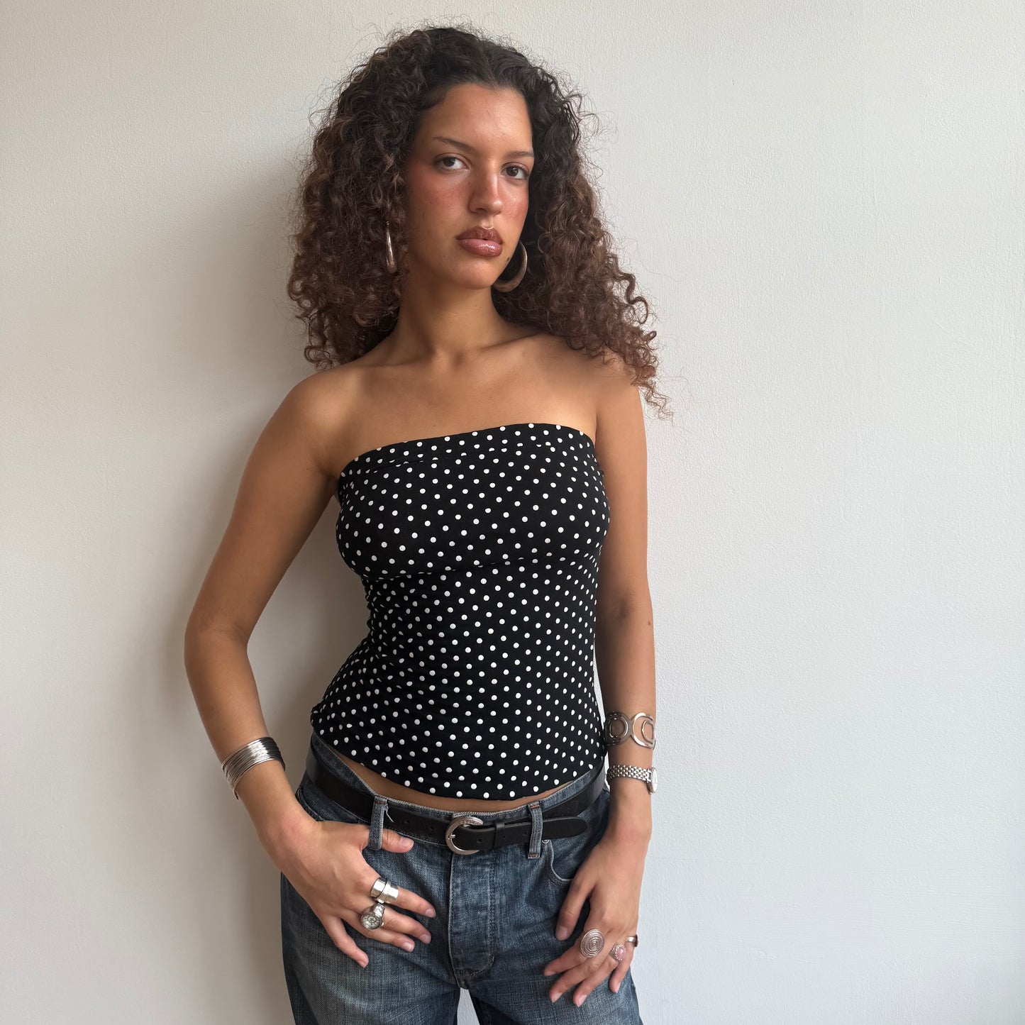 Black polka dor bandeau - Size S