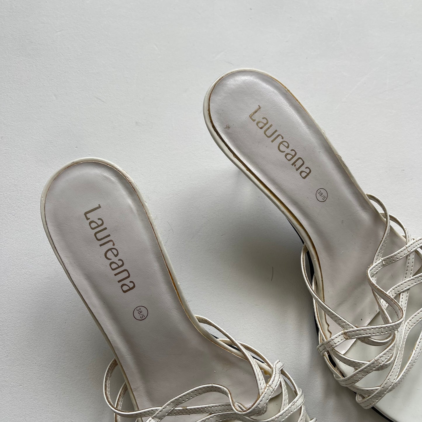White strappy kitten heels - Size UK5.5