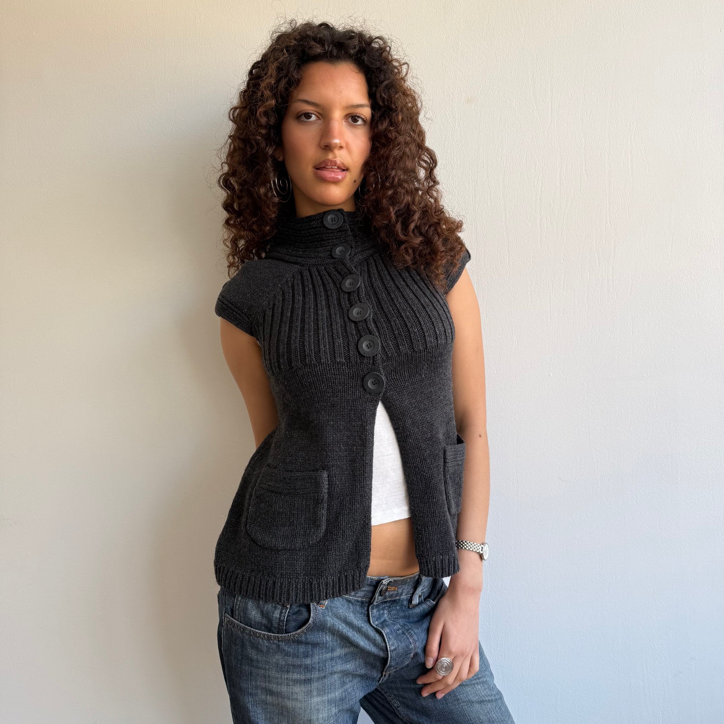 Dark grey open front Cardi - Size S