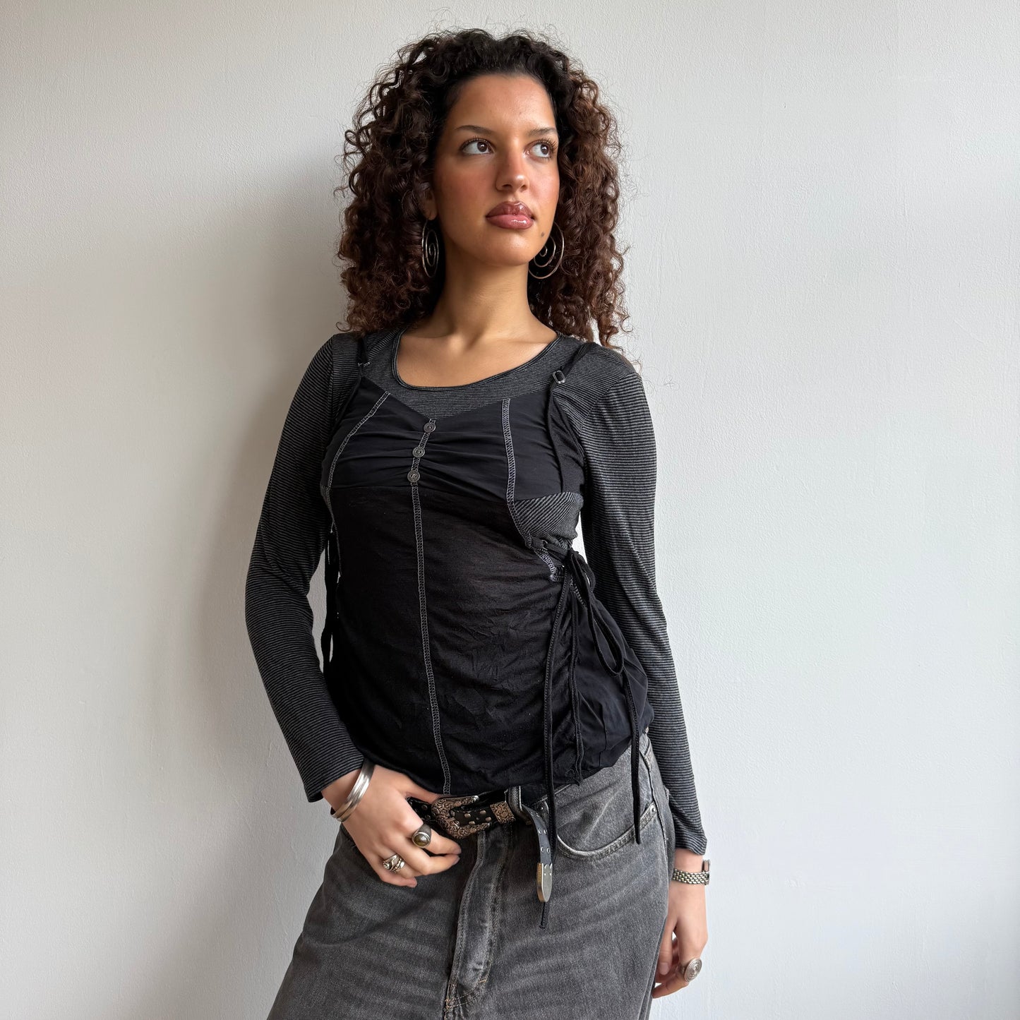Striped corset tie top - Size S