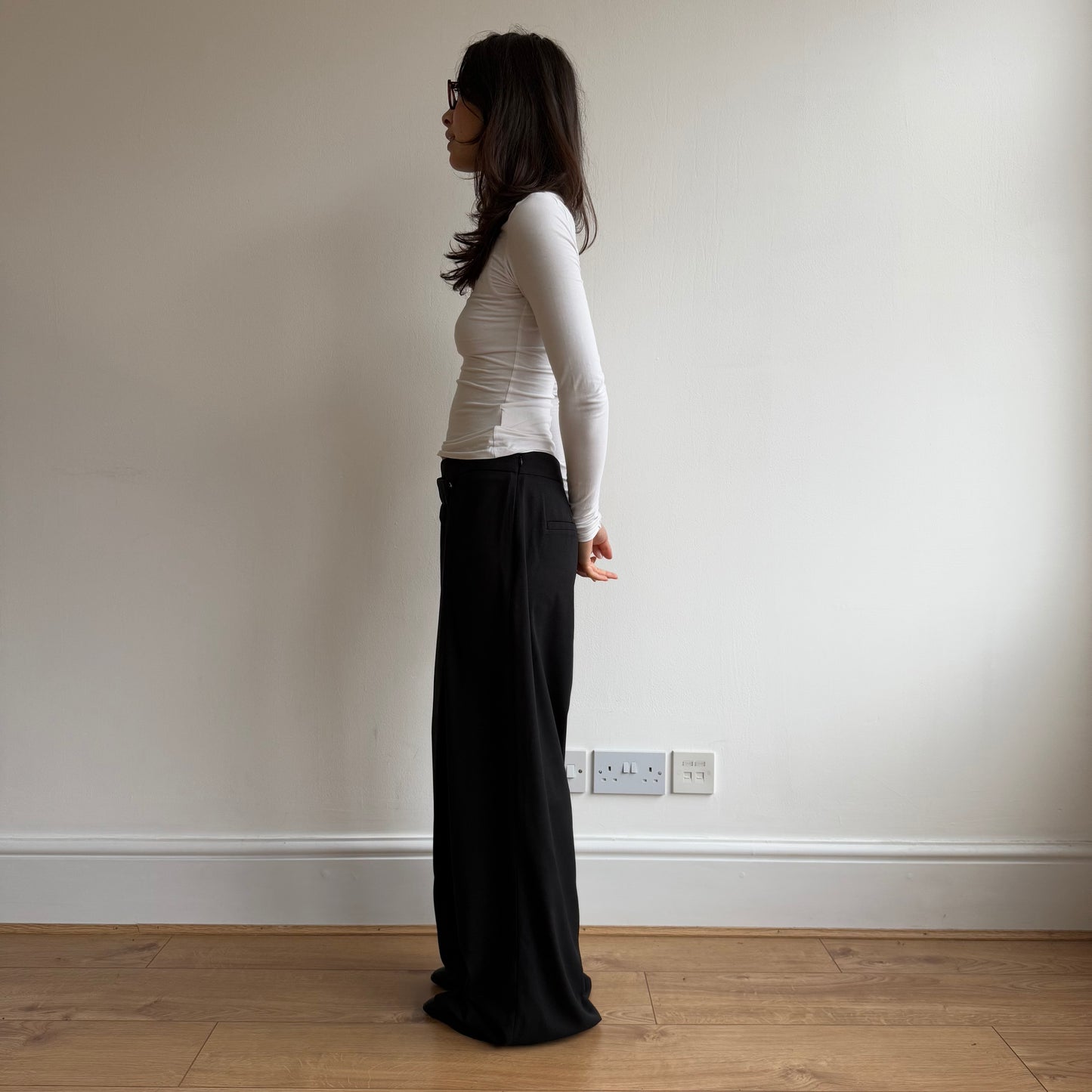 Black wrap front trousers - Size S