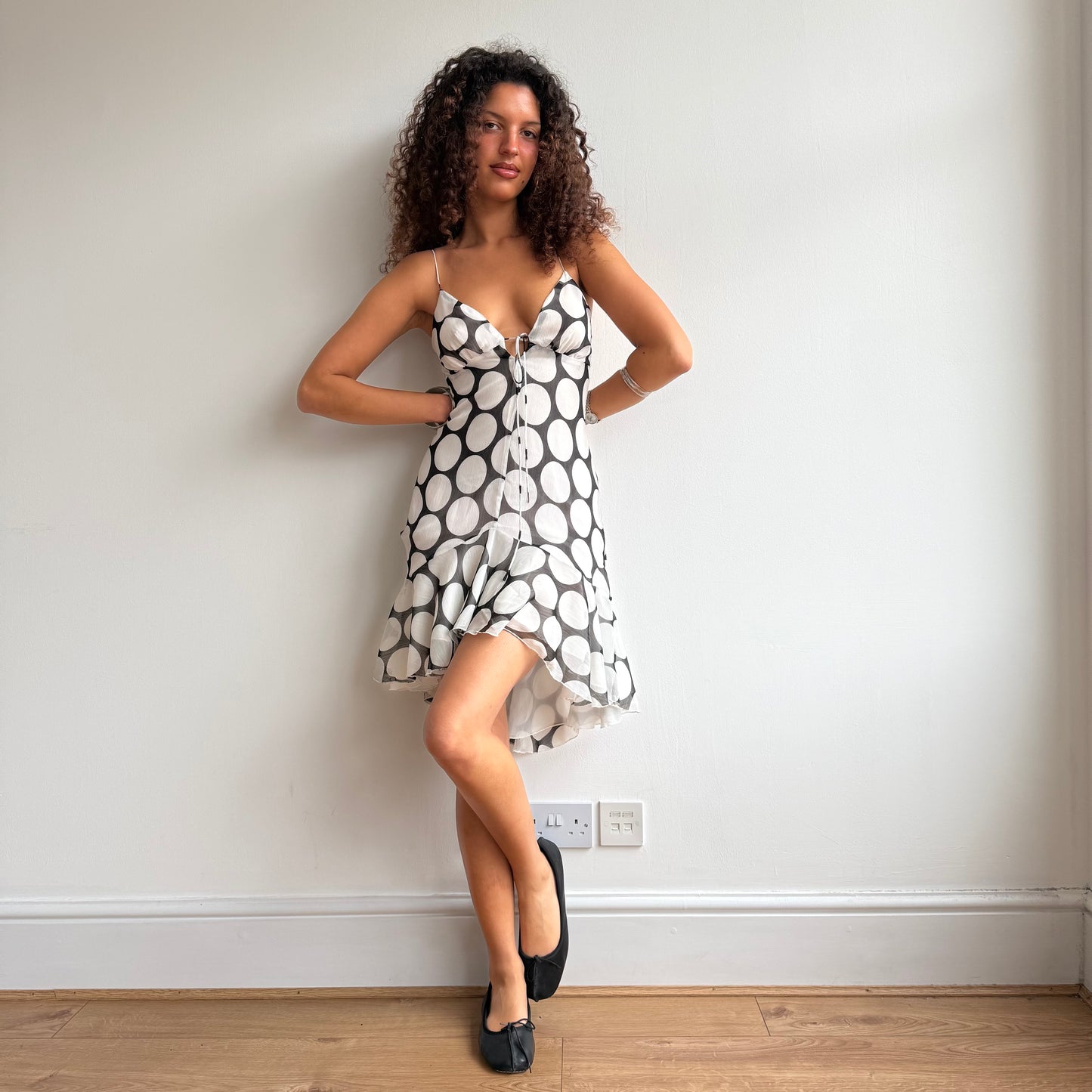 Polka dot chiffon dress - Size S