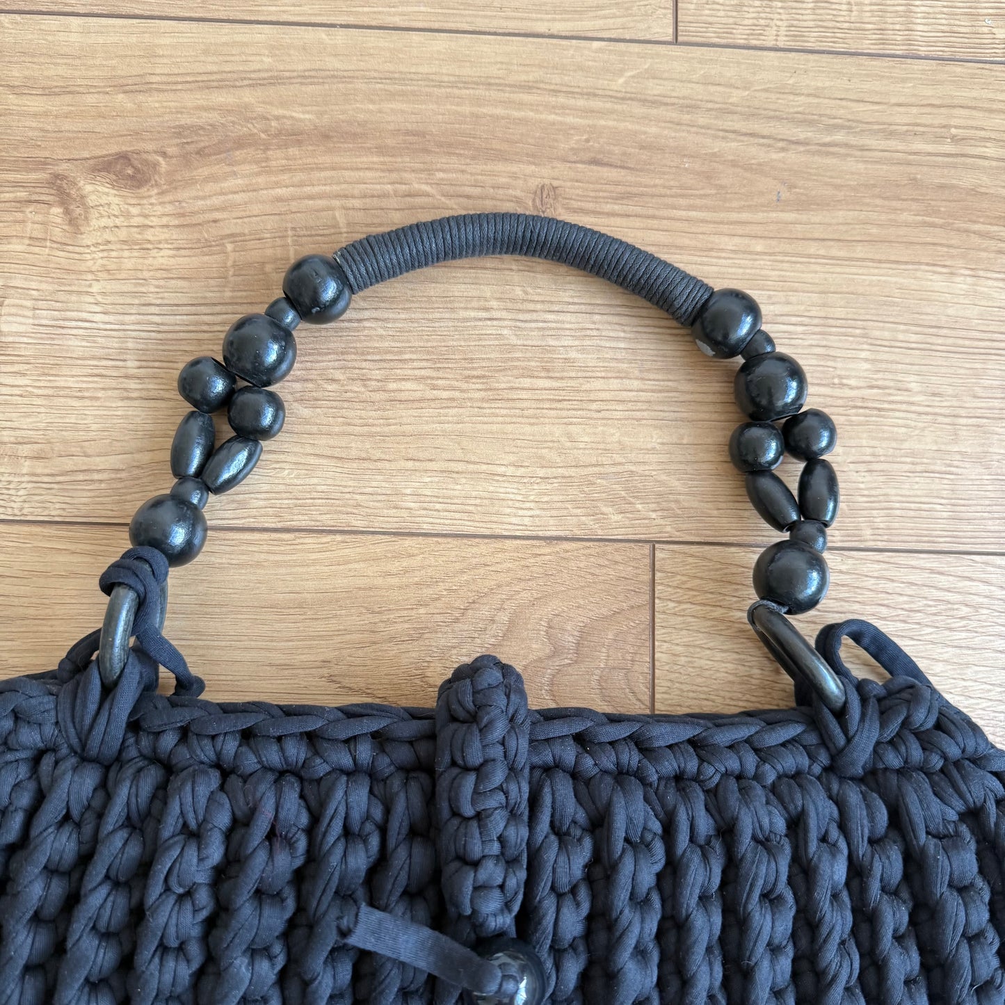 Black macrame hobo bag