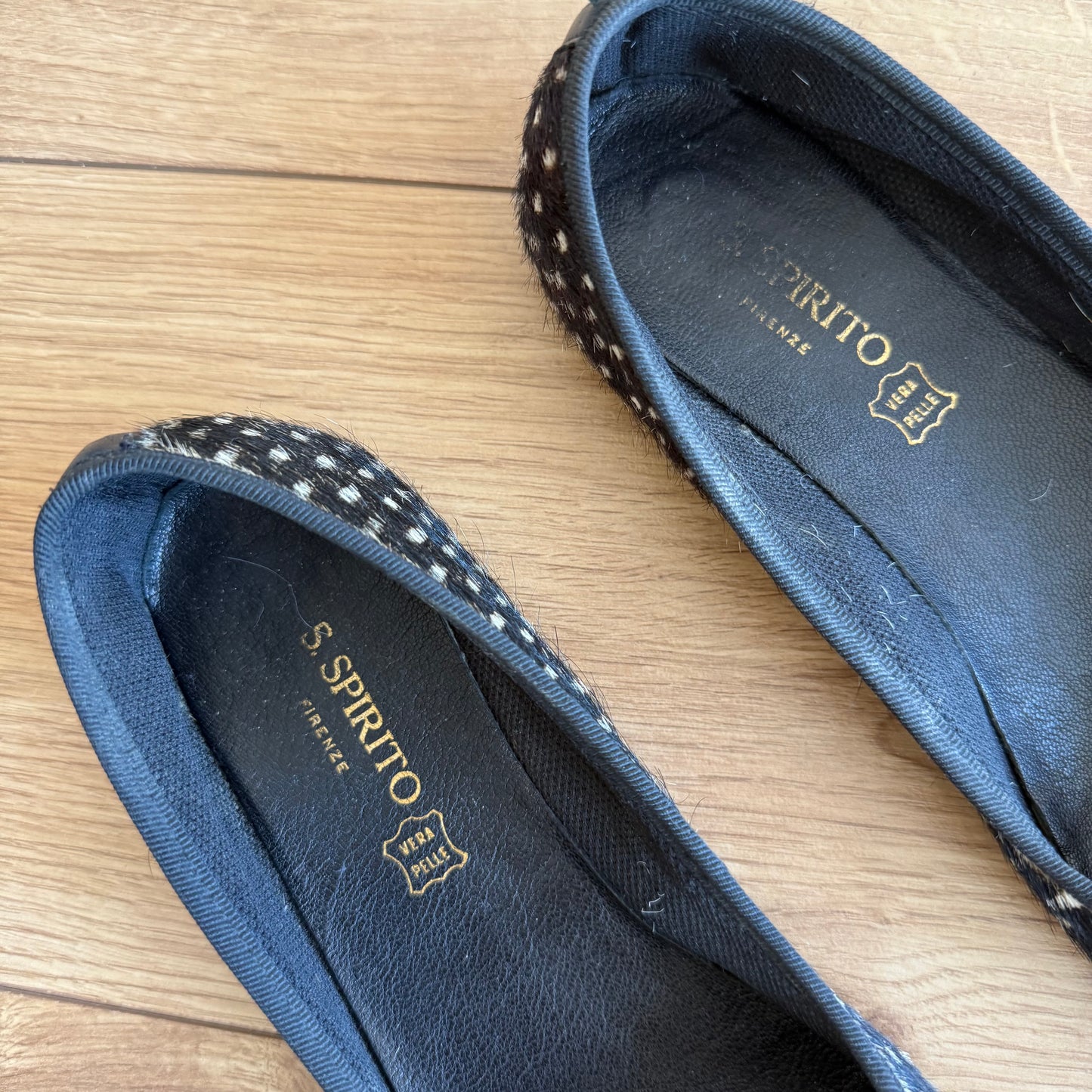 Polka dot pony hair ballet flats - Size 40