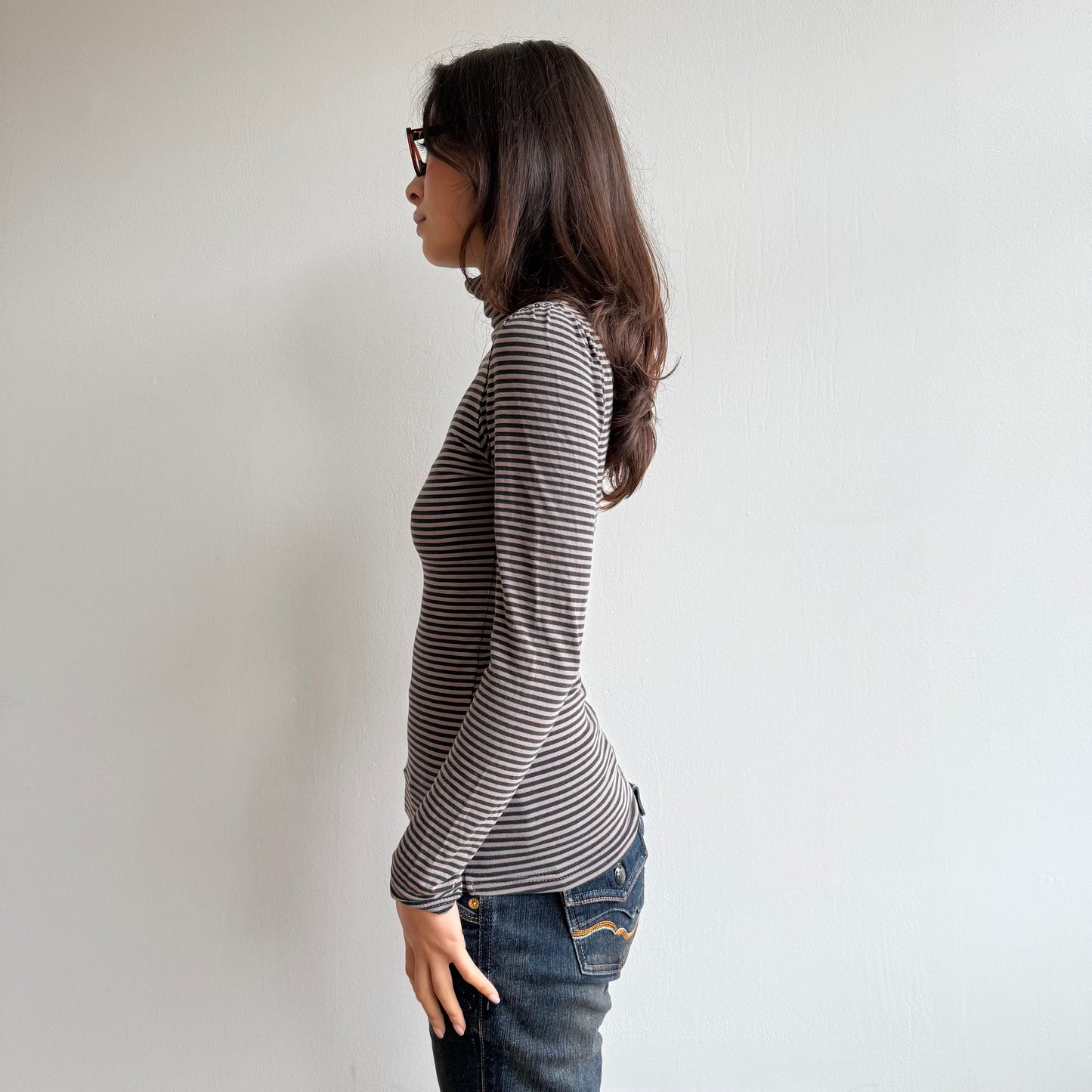 Brown striped roll neck - Size S