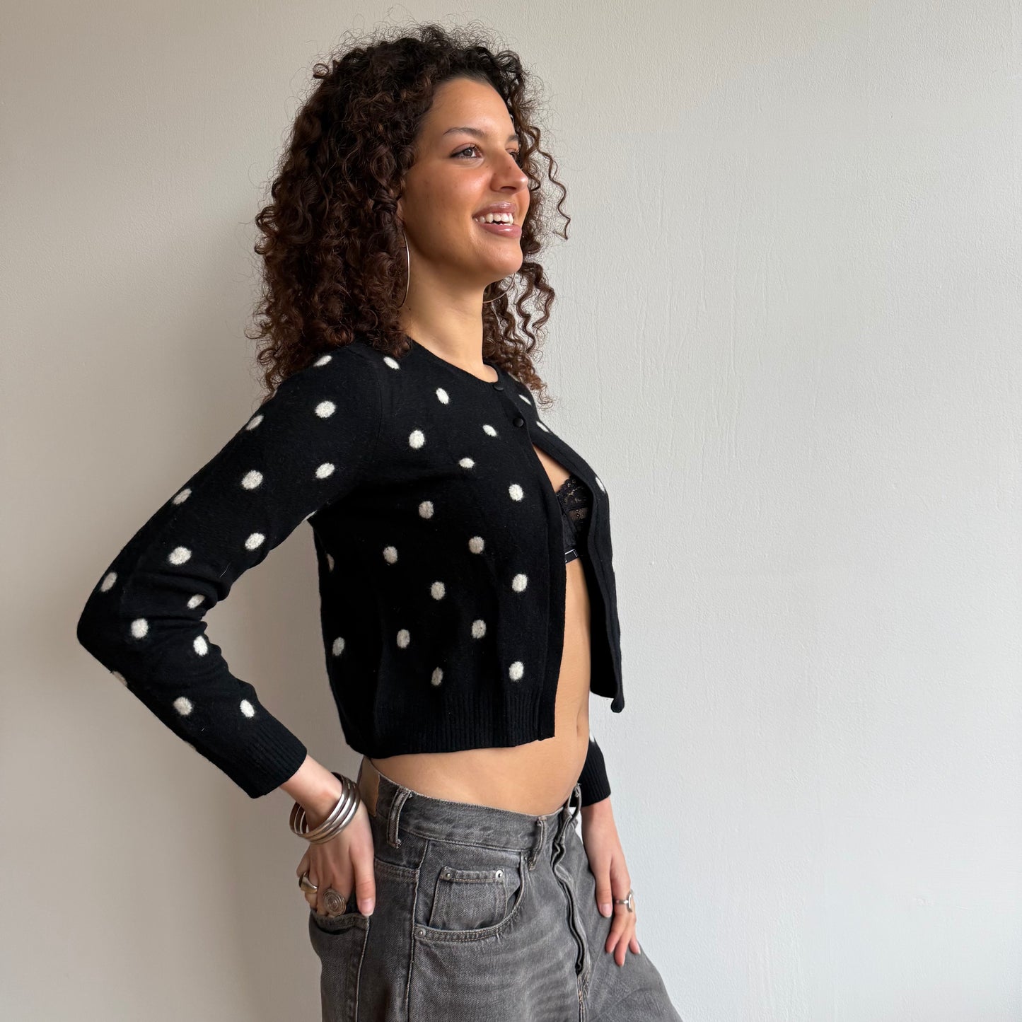Black polka dot cardi - Size XS/S