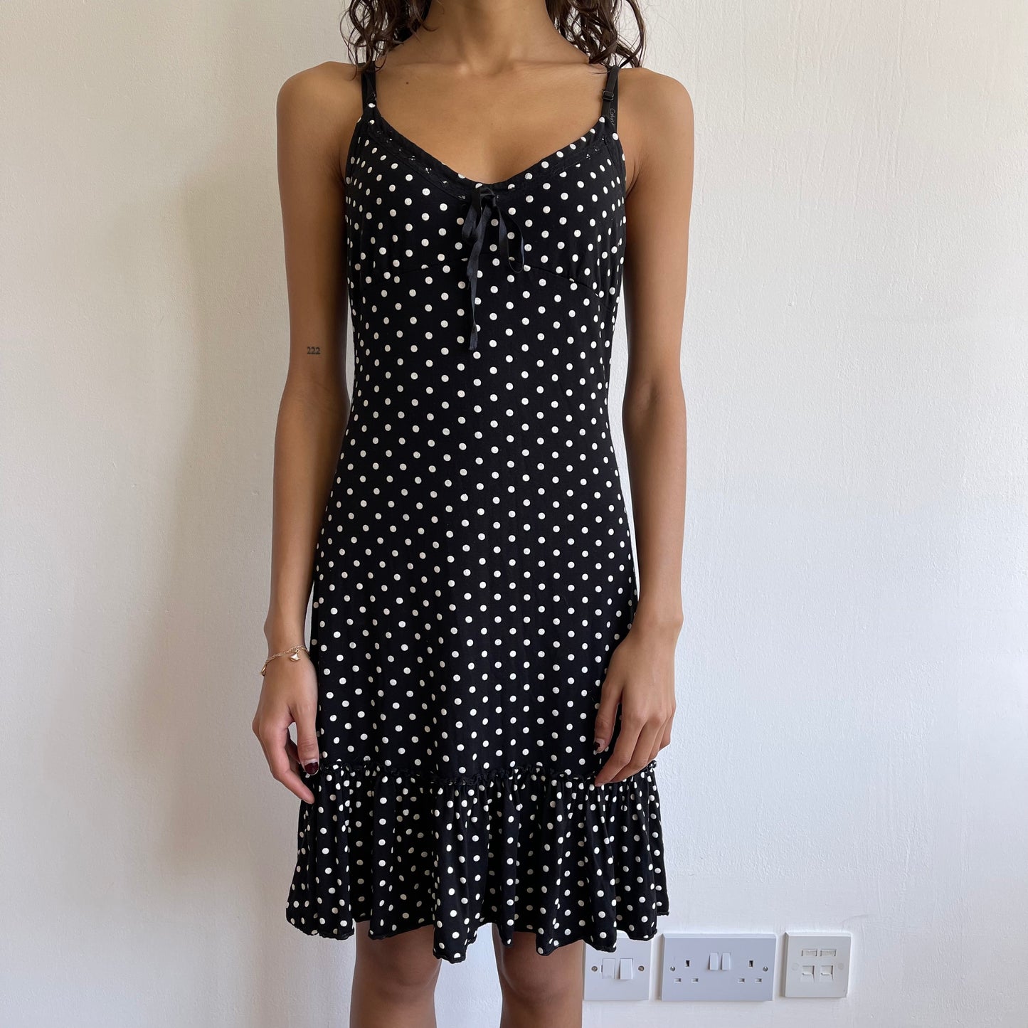 Black polka dot cami dress - Size S